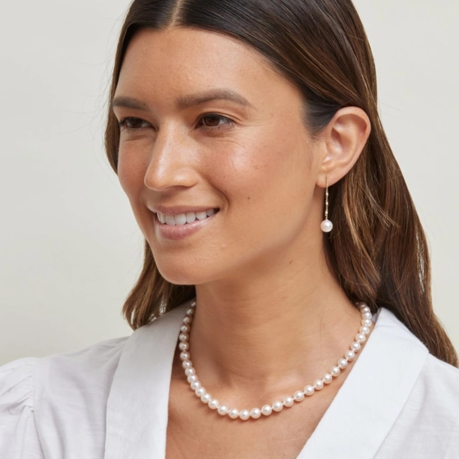 14K Gold Hanadama Akoya Pearl Necklace - 17