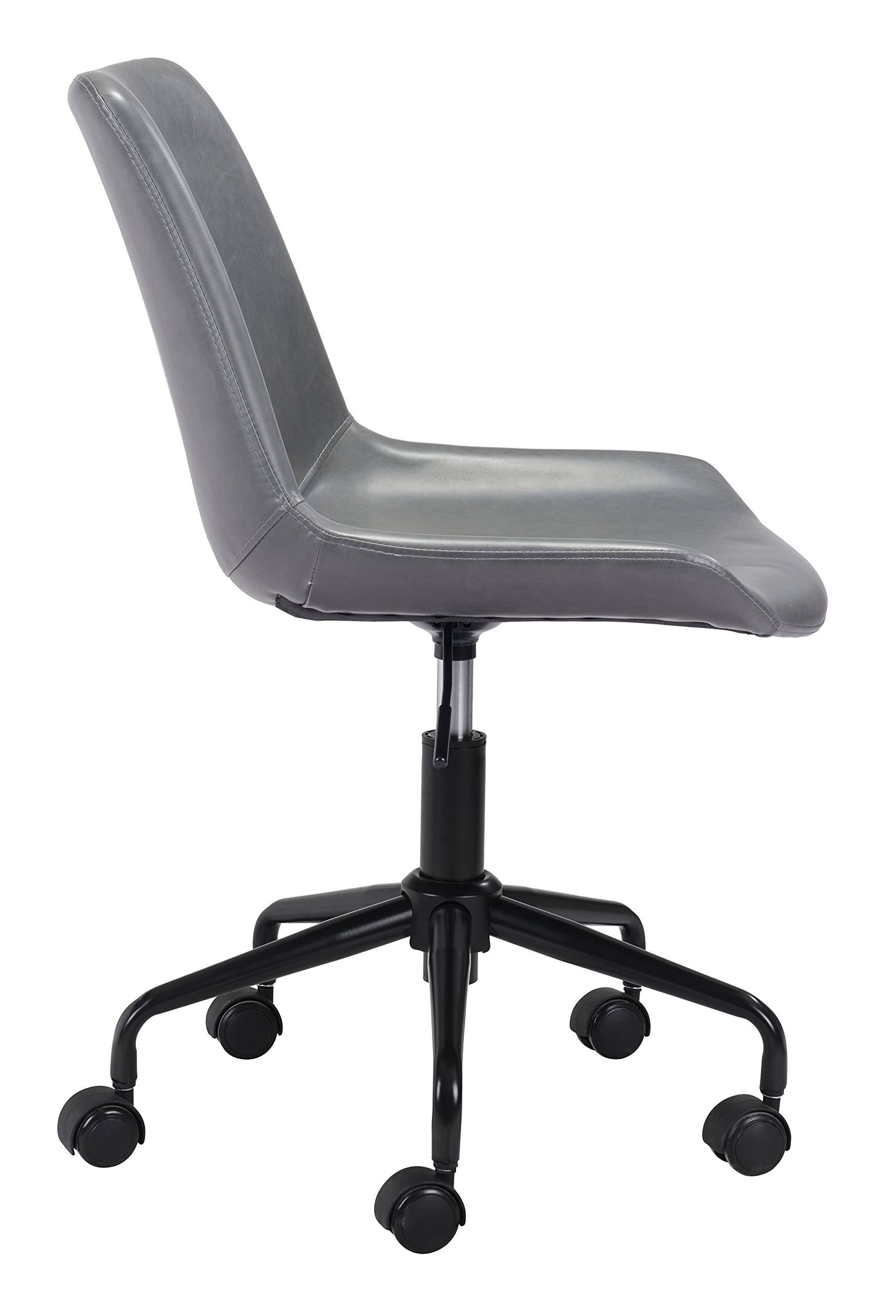 Zuo Byron Ergonomic Office Chair - Gray Mesh Back, Adjustable Height, Swivel & Rolling for Home & Office Workspace - Perfect for Long Hours Sitting & Computer Work