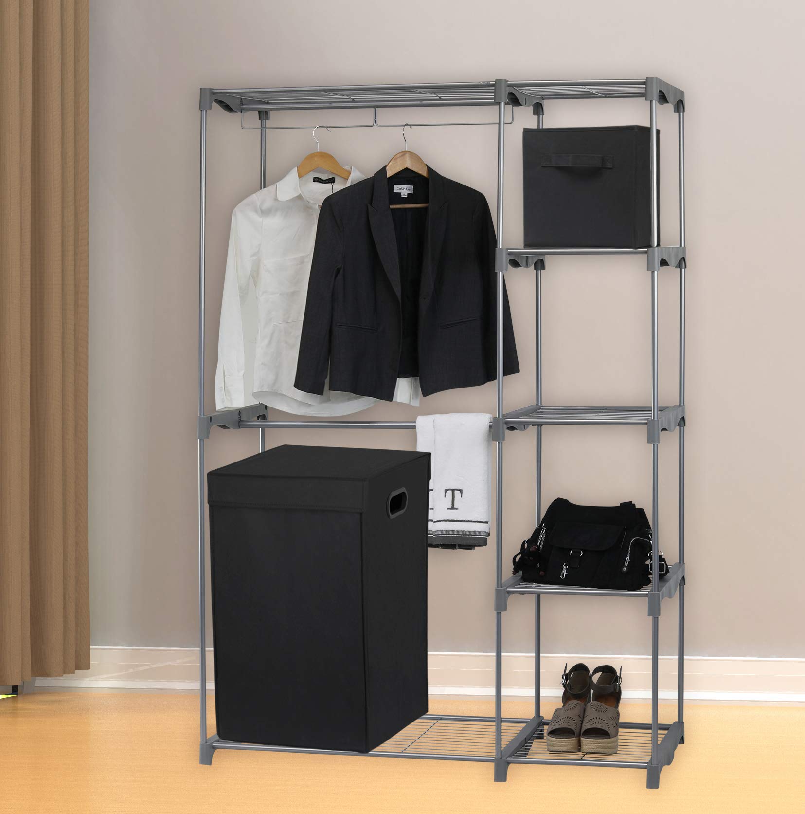 Foldable Laundry Hamper with Lid - Collapsible Clothes Basket for Bedroom, Bathroom & Dorm - Space Saving Storage Organizer (Black) | Perfect for Small Spaces & Travel
