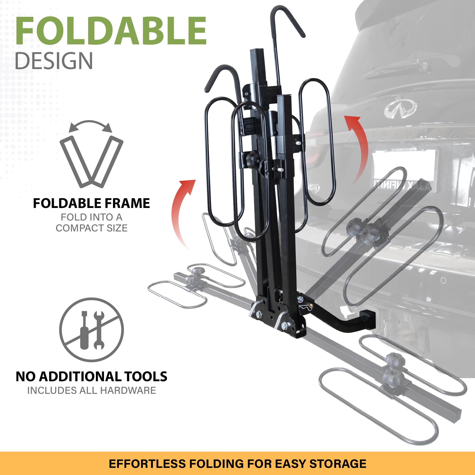 Biltek 2-Bike Hitch Mount Bike Rack - 90 lbs Capacity, Tiltable & Foldable for SUV, Truck, Car - Fits 1.25