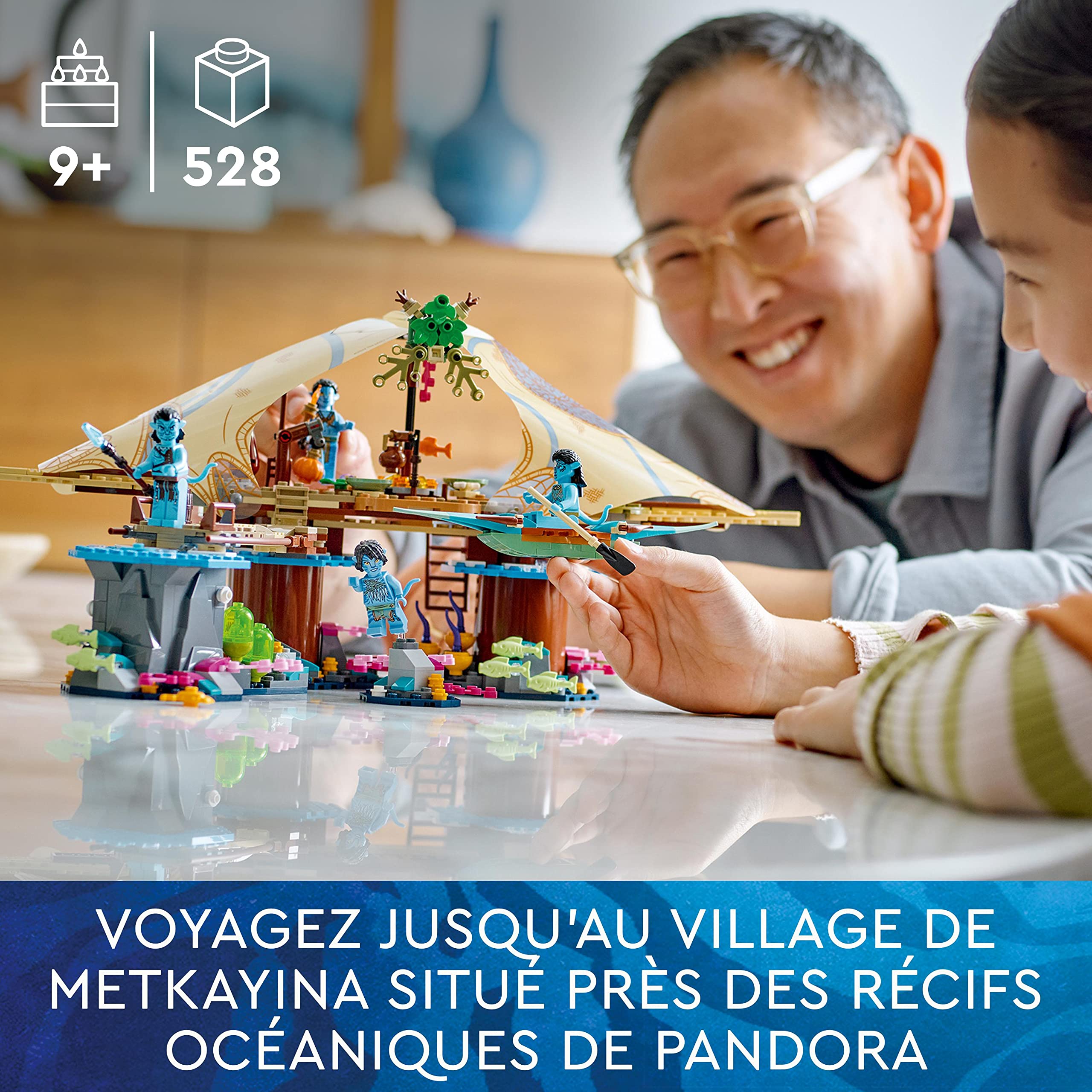 LEGO 75578 Avatar Metkayina Reef House Building Set with Village, Canoe, Pandora, Neytiri & Tonowari Minifigures - Avatar: The Way of Water Movie Toy for Kids & Collectors - Perfect for Playtime, Display & Gift Giving