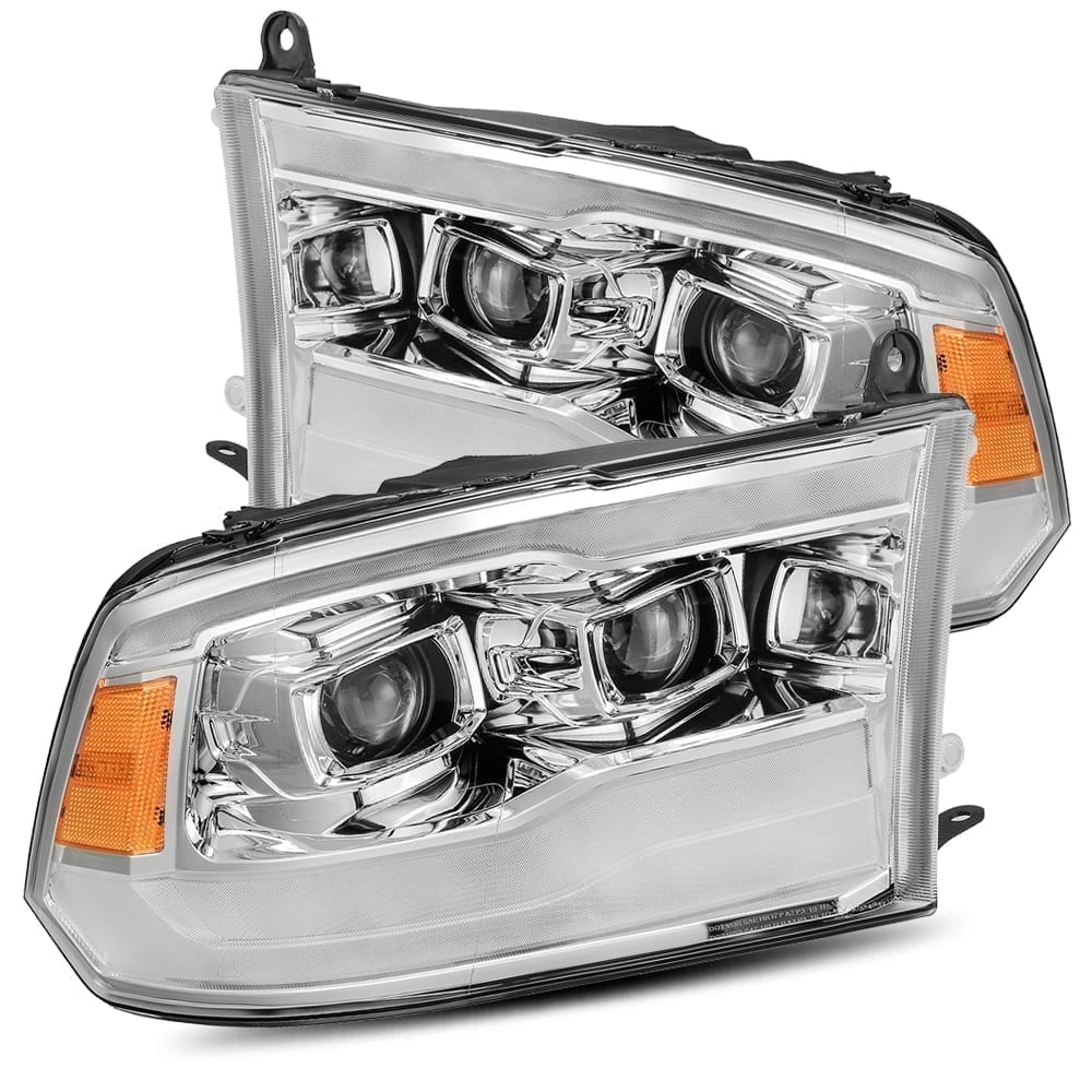 2009-2018 Dodge Ram Projector Headlights - Plank Style Design with Chrome Finish, Sequential Turn Signals & DRL (Daytime Running Lights) | Alpha Rex 880598 | Upgrade Your Truck's Style & Visibility for Night Driving & Off-Road Adventures