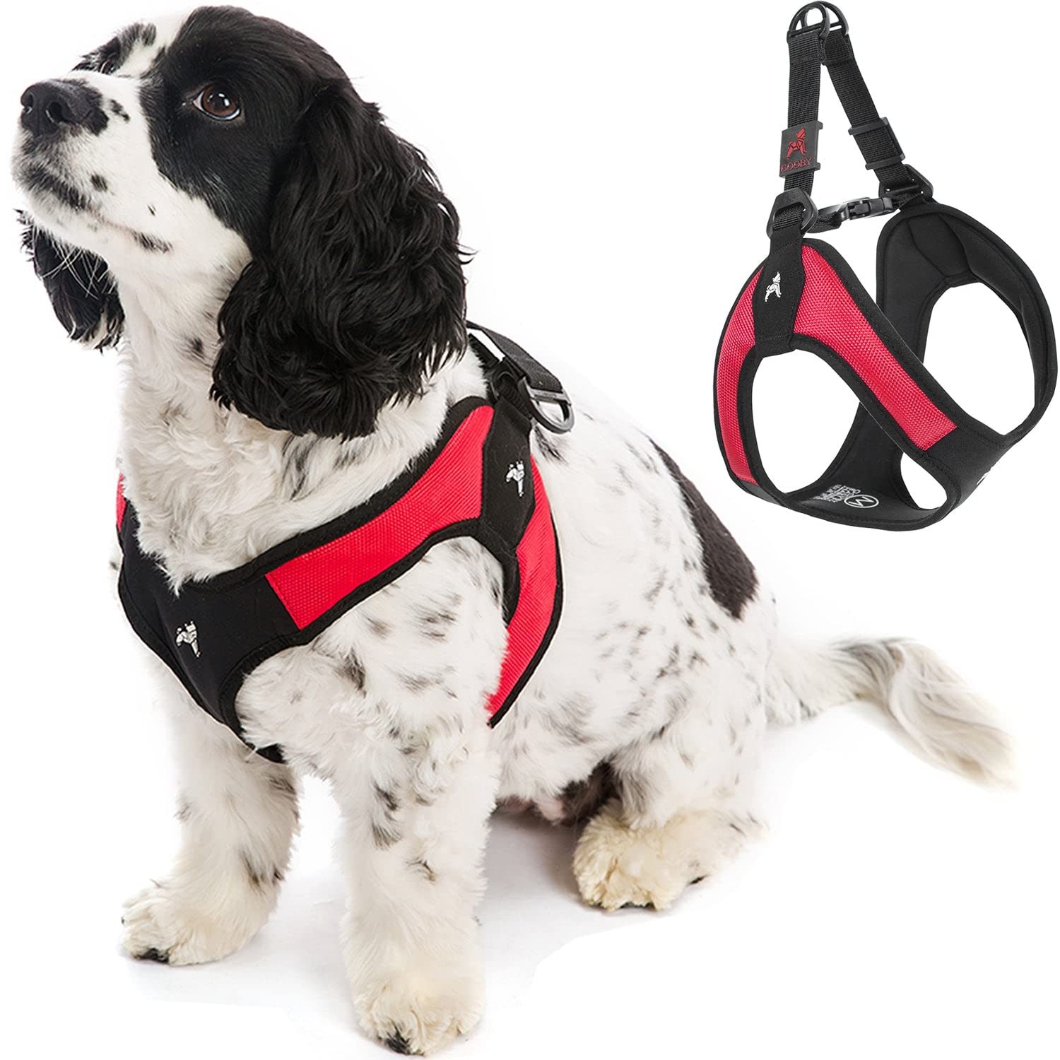 Gooby Escape Free Easy Fit No Pull Dog Harness - Small, Red - Step-in Design with Quick Release Buckle - Perfect for Small & Medium Dogs - Walking, Hiking & Travel Adventures