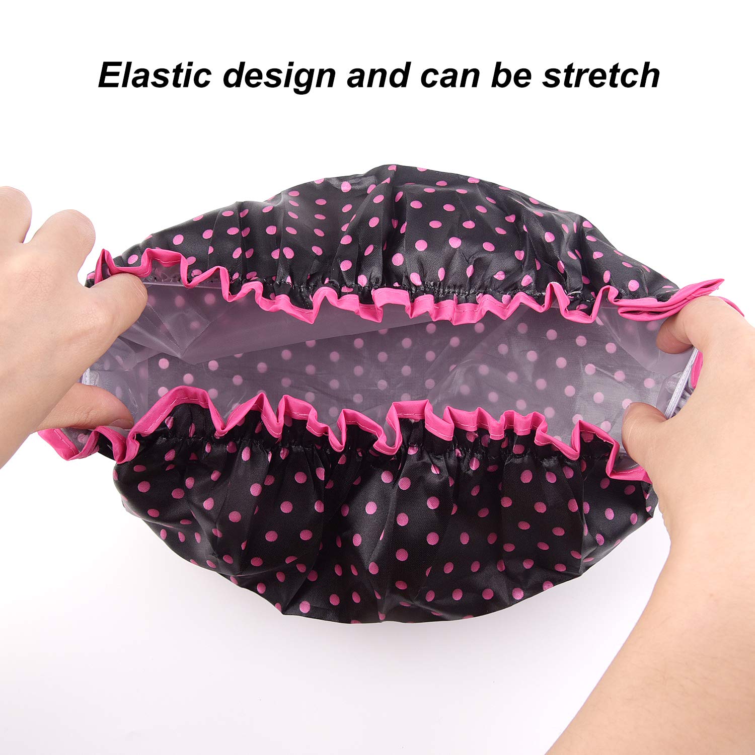 TUPARKA 3 Pack Waterproof Shower Caps - Double Layer Bathing Cap for Women & Girls | Reusable Hair Protection for Swimming, Spa, Salon & Home Use