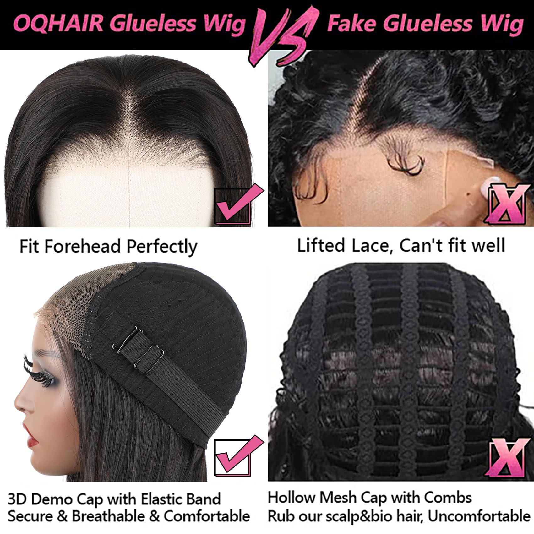 Go Glueless Wigs for Women - 100% Human Hair 22Inch HD Lace Front Wig with Pre Plucked & Pre Cut 4X6 Lace | Beginner Friendly, Natural & Comfortable | Perfect for Daily Wear, Cosplay & Protective Hairstyles