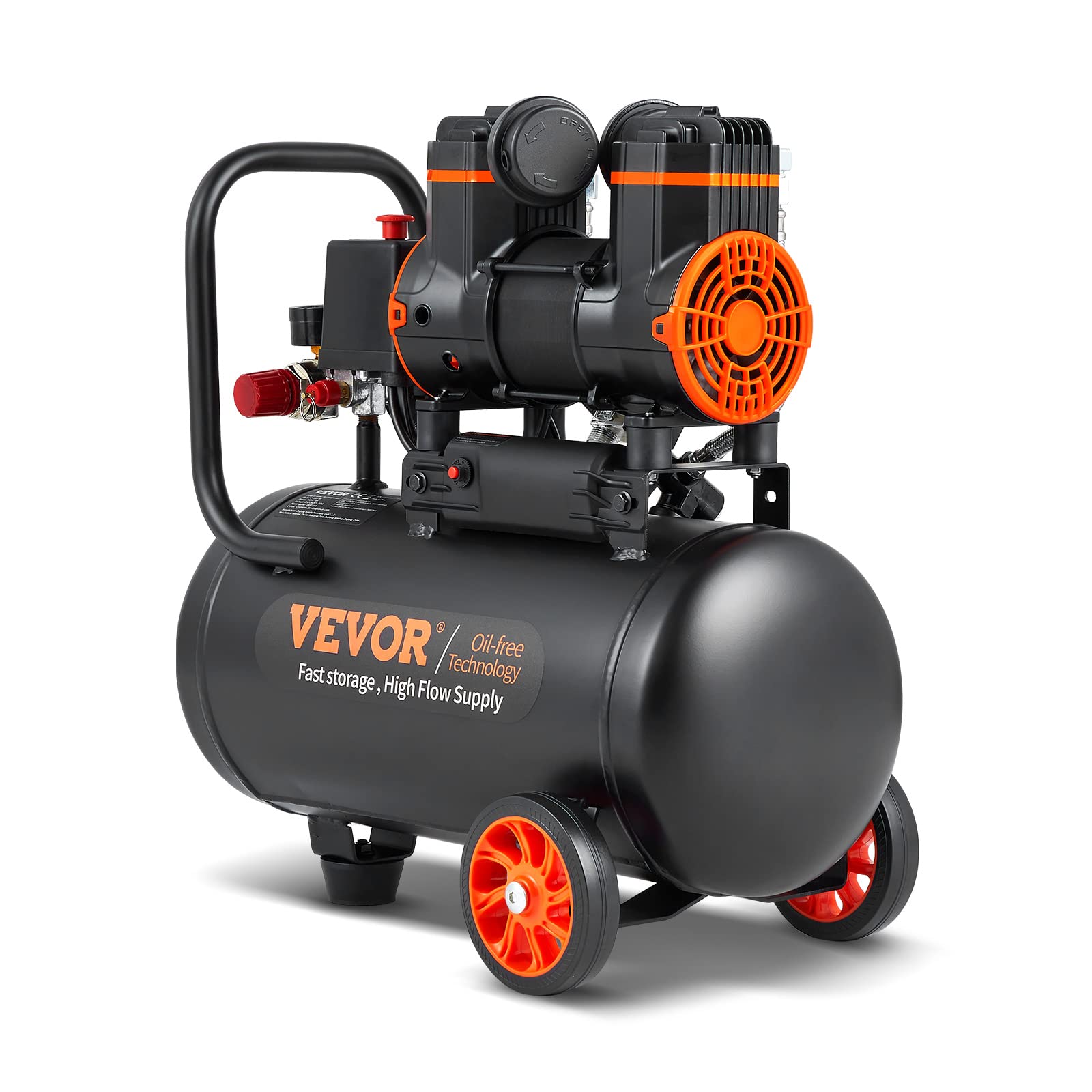 VEVOR 4.8 Gallon Air Compressor, 1.2HP Oil-Free Portable Air Compressor with 2.2 CFM@90PSI & 116PSI Max Pressure, 70dB Ultra Quiet - Perfect for Auto Repair, Tire Inflation, Spray Painting, Nailing & DIY Projects