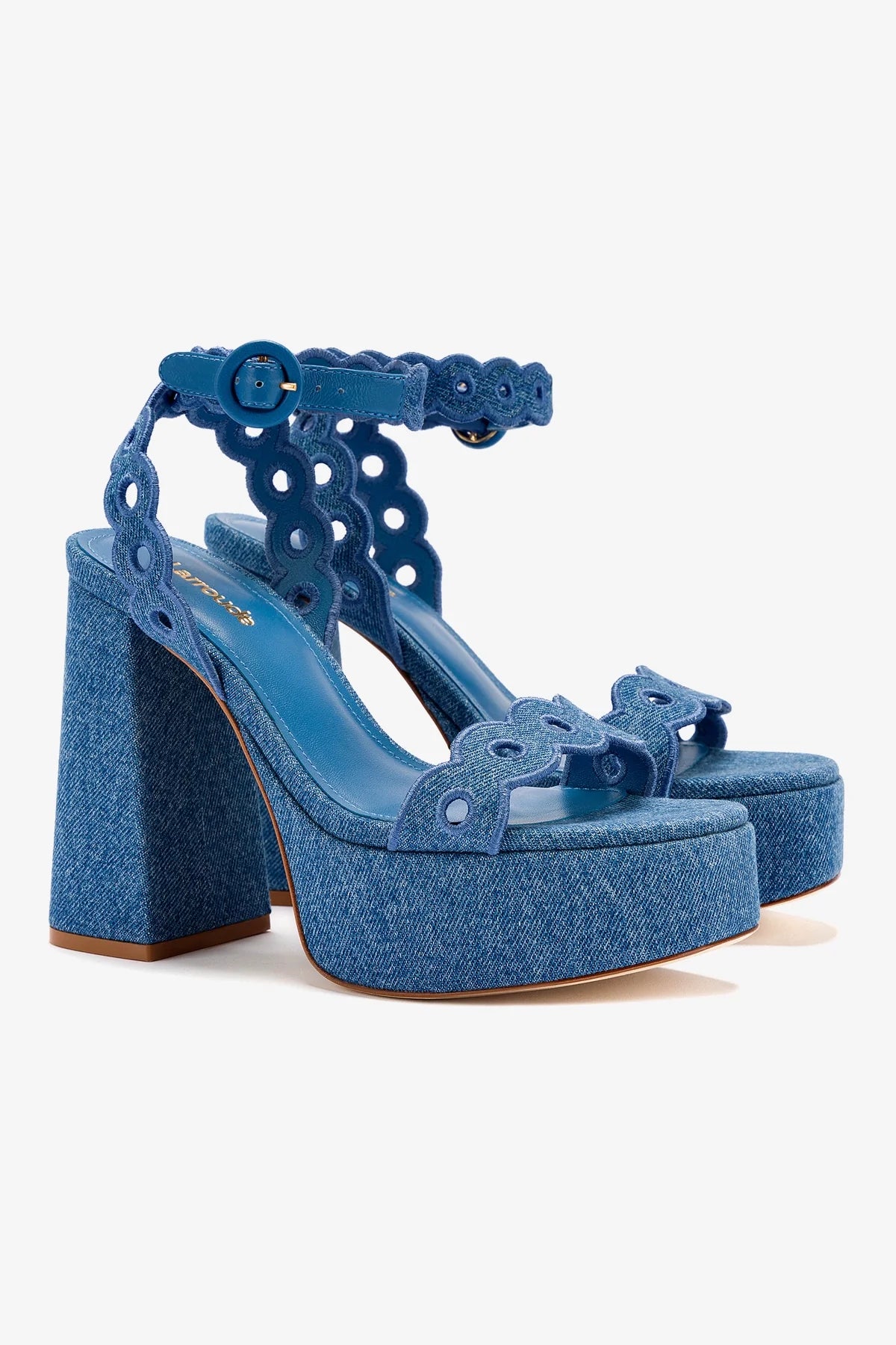 Blue Stone Embroidered Denim Dolly Sandals - Comfortable Women's Flats for Casual Outings & Summer Beach Walks