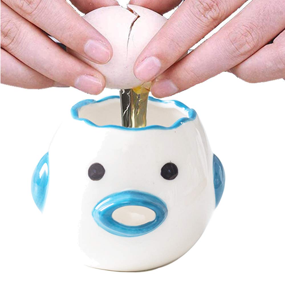 Premium Egg Yolk Separator - Cute Ceramic Chicken Design for Easy Egg White Separation | Automatic Baking Tool for Cakes, Cookies & Desserts | Upgrade Blue Chick Style | Perfect Kitchen Gadget for Bakers & Home Chefs