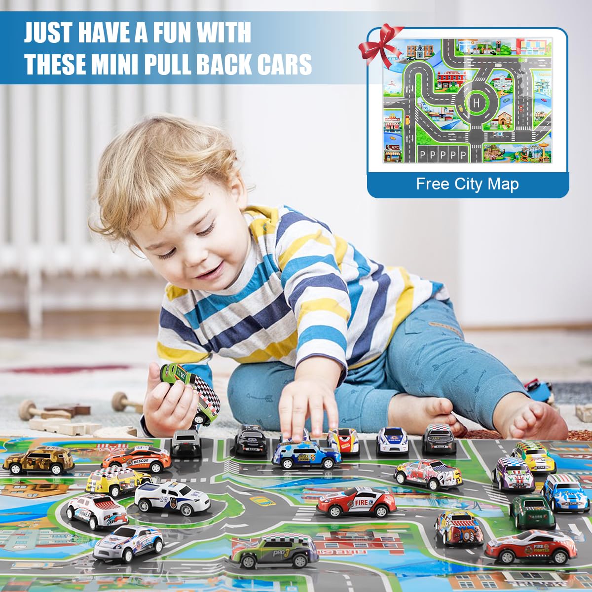 Mostop 50PCS Pull Back Toy Cars Set - Friction Powered Mini Race Cars with Storage Box for Kids 3+ Years Old | Fun Push & Go Vehicles for Boys & Girls | Perfect Birthday Party Gifts & Playtime Activities