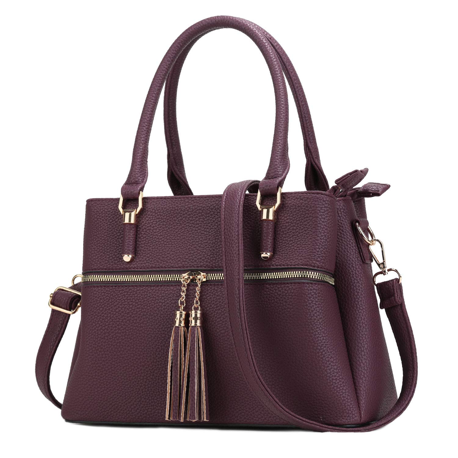 KKXIU Women's Leather Satchel Bag - Stylish Crossbody Shoulder Handbag with Zipper Pockets for Work, Travel & Daily Use