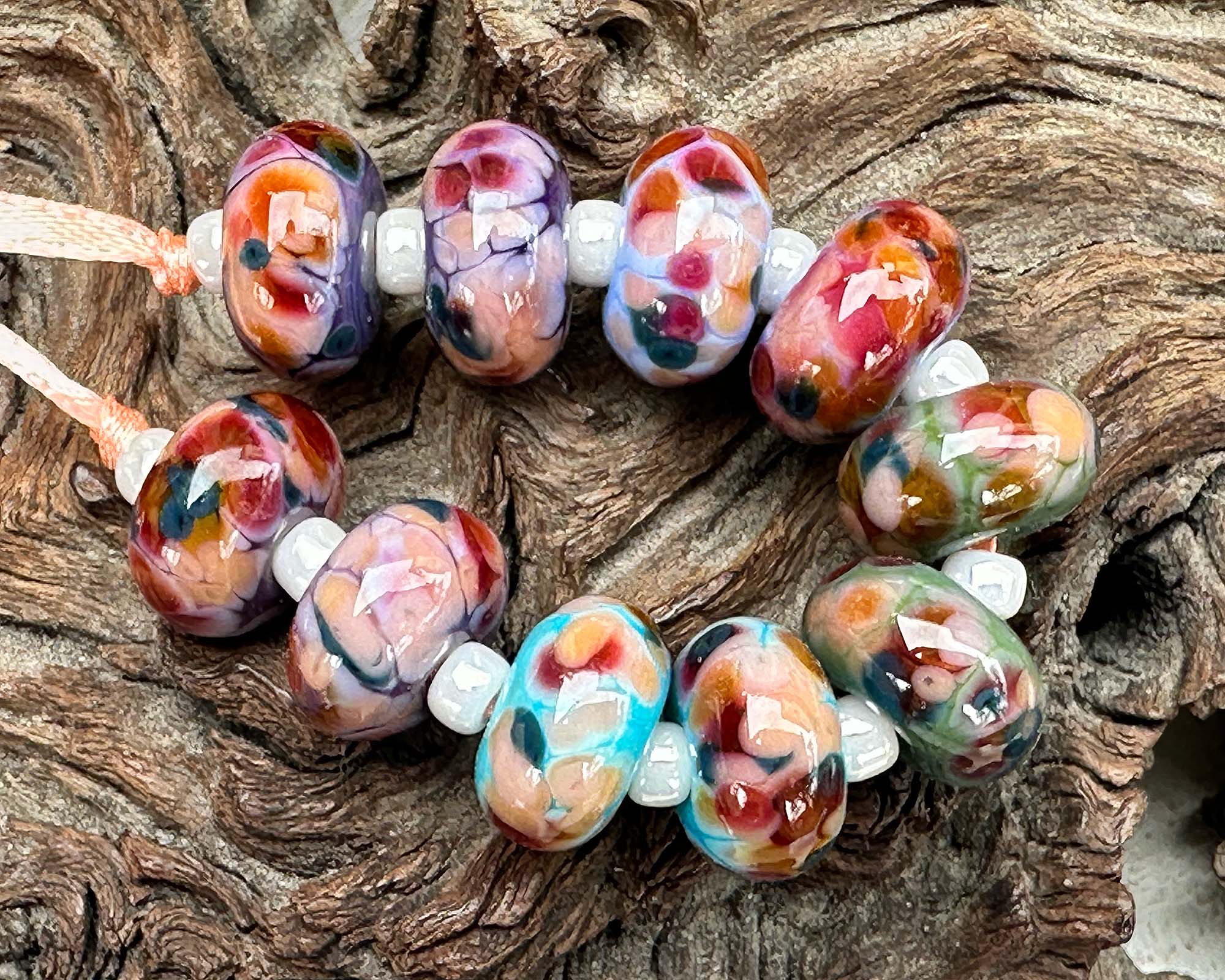 10mm Multicolor Lampwork Glass Mosaic Charm Beads Set for Jewelry Making, DIY Crafts, Bracelets & Necklaces - SRA Certified
