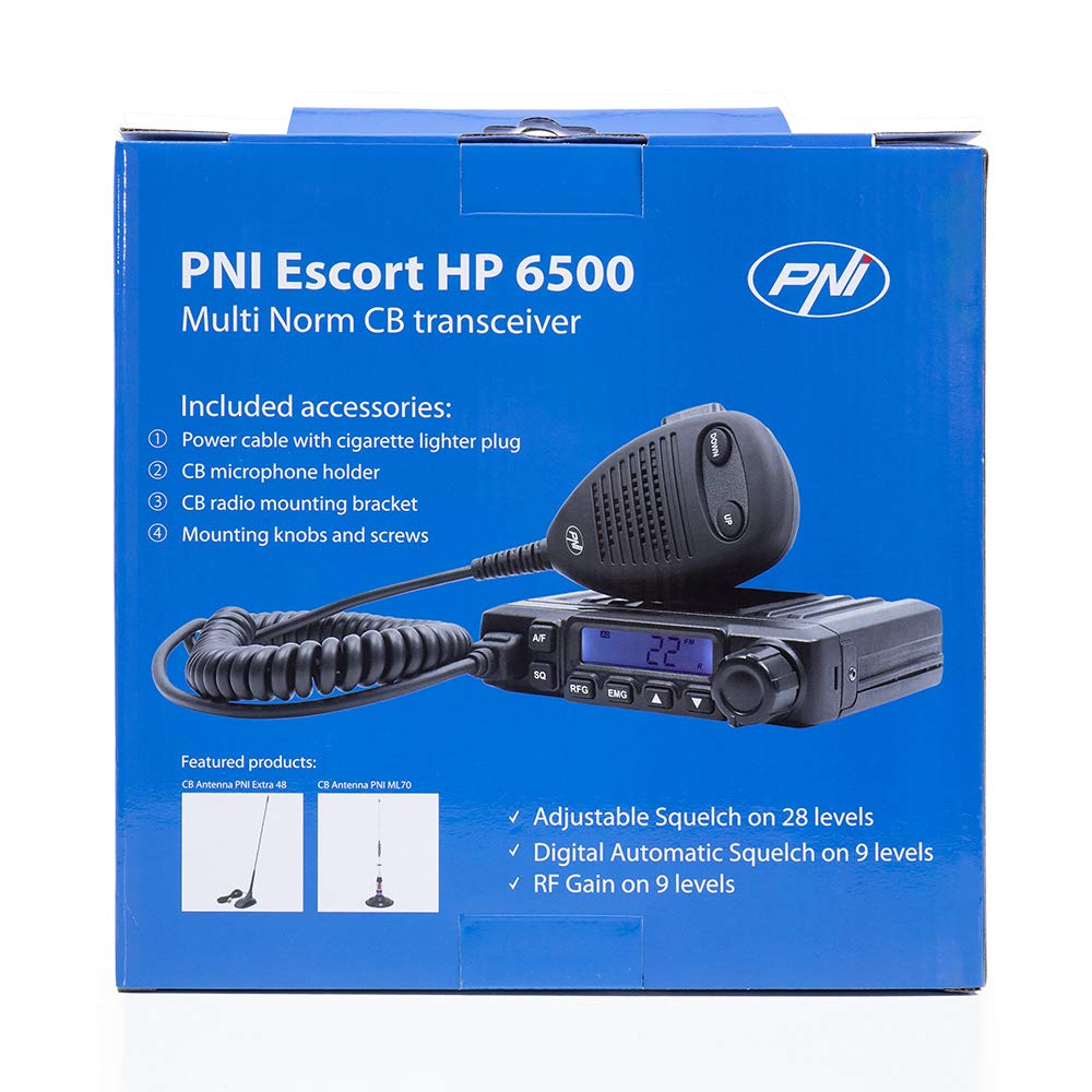 PNI CB Radio Escort HP 6500 with Magnetic Mount CB Antenna S9 - Long Range Trucker Communication for Semi Trucks & Off-Road Vehicles