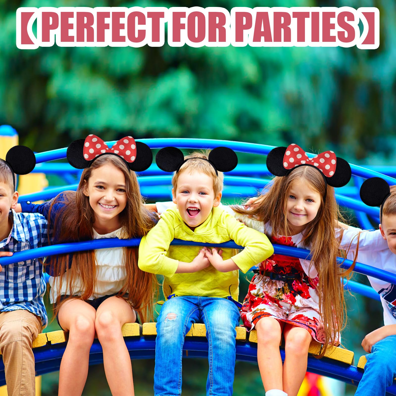 10 Pack Mouse Ears Headbands - Perfect for Mickey Mouse Theme Birthday Party Decorations, Party Favors & Supplies | Great for Disney Costumes, Character Dress Up, Themed Events and Photo Props