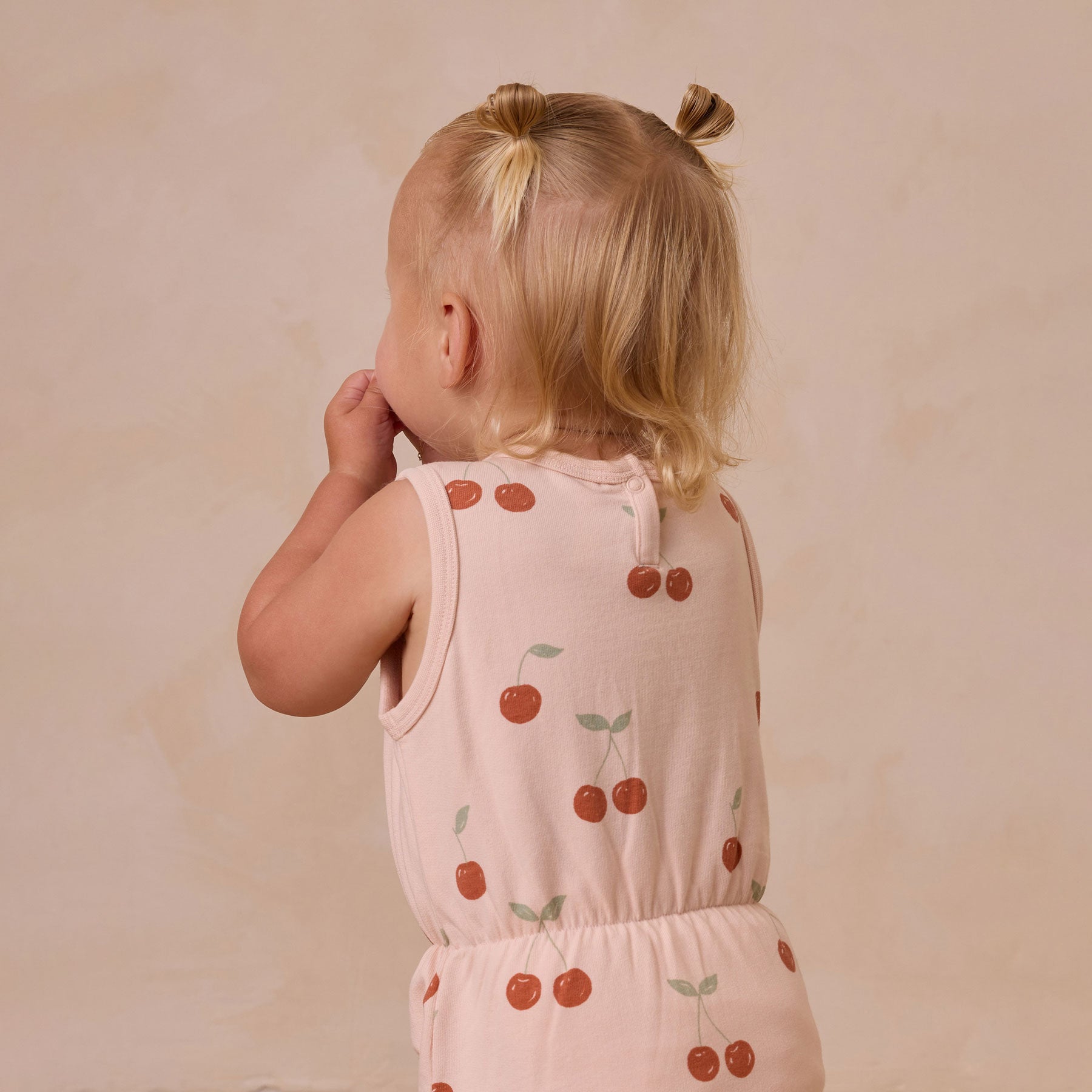 Women's Cinch Waist Playsuit with Cherry Print - Casual Summer Romper for Beach, Picnic & Outdoor Activities
