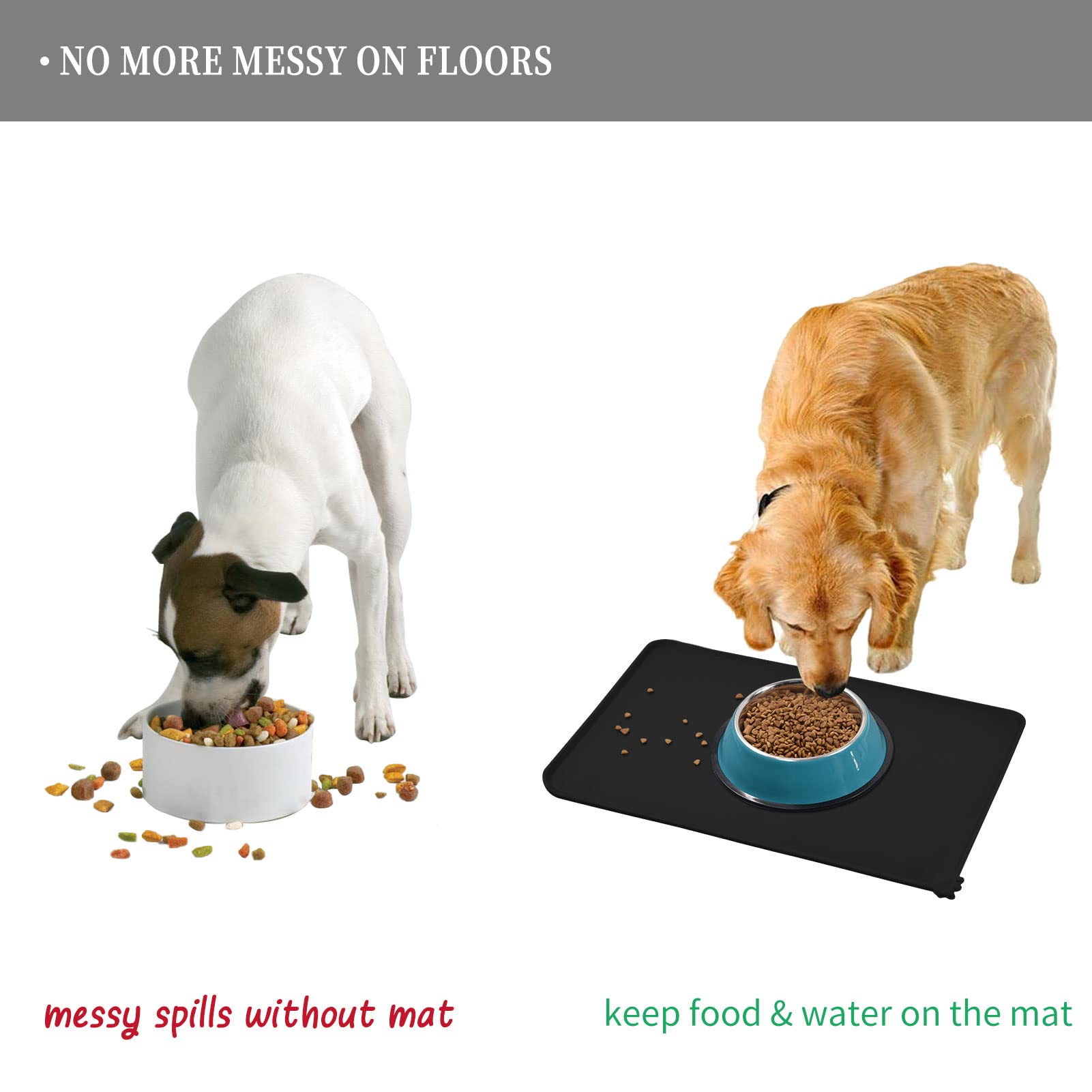 **BPA-Free Waterproof Pet Feeding Mat with High Raised Edges – Heavy & Thick Non-Slip Placemat for Cat & Dog Bowls – Spill-Proof Food Mat for Messy Drinkers to Protect Floors – Perfect for Kitchen, Crate, or Outdoor Use**