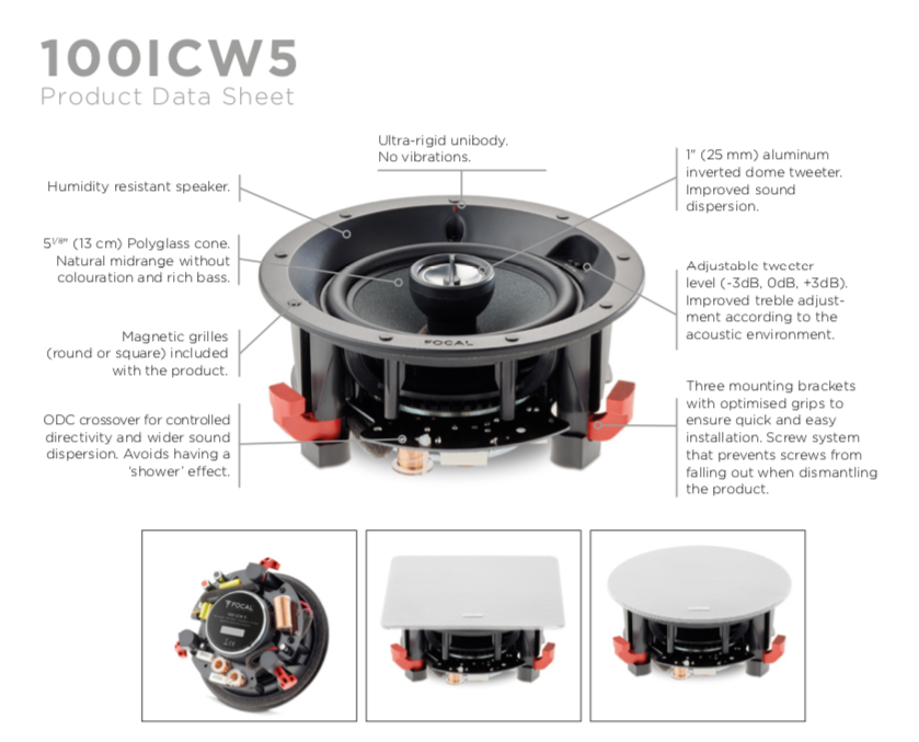 Focal 100 ICW5 In-Wall Speaker - High Performance 5