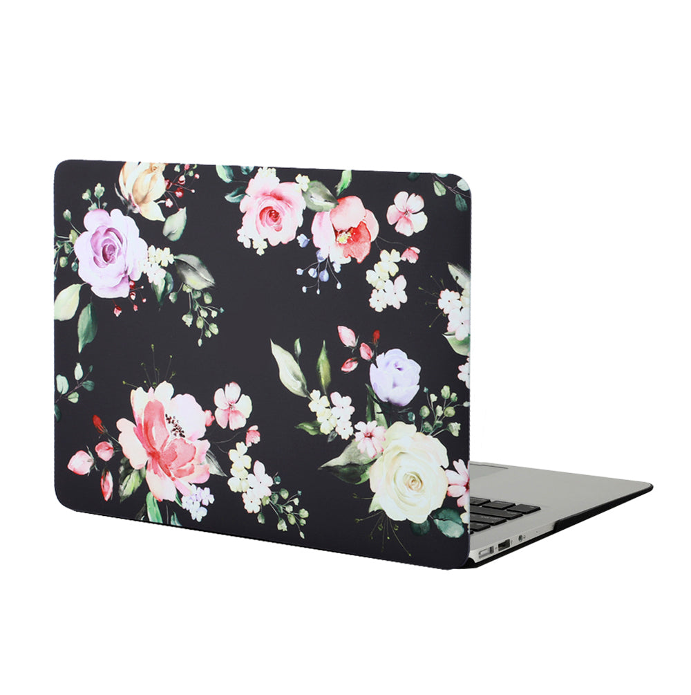 Stylish Black Floral MacBook Pro/Air Laptop Case - Protective Hard Shell Cover with Elegant Flower Design for 13/15 Inch MacBooks - Perfect for Work, Travel & School Accessories