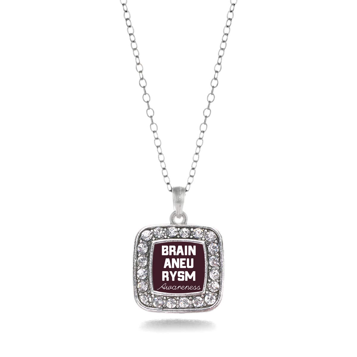 Inspired Silver - 18 Inch Sterling Silver Square Charm Necklace with Cubic Zirconia | Elegant Pendant Jewelry for Women | Perfect for Weddings, Parties & Everyday Wear
