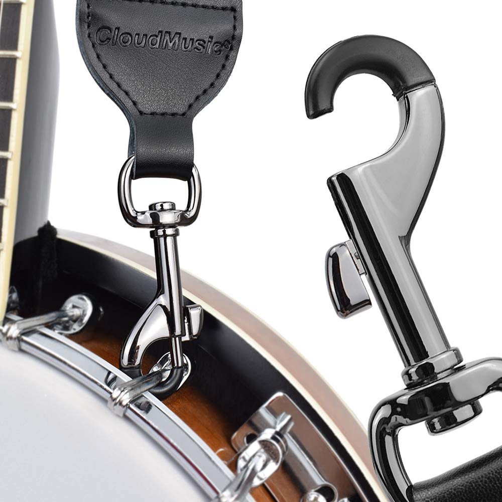 Premium Jacquard Woven Guitar Strap with Leather Ends & Metal Clips - Blue Pattern Banjo Strap for Handbag & Purse | Perfect for Musicians & Fashion Accessories