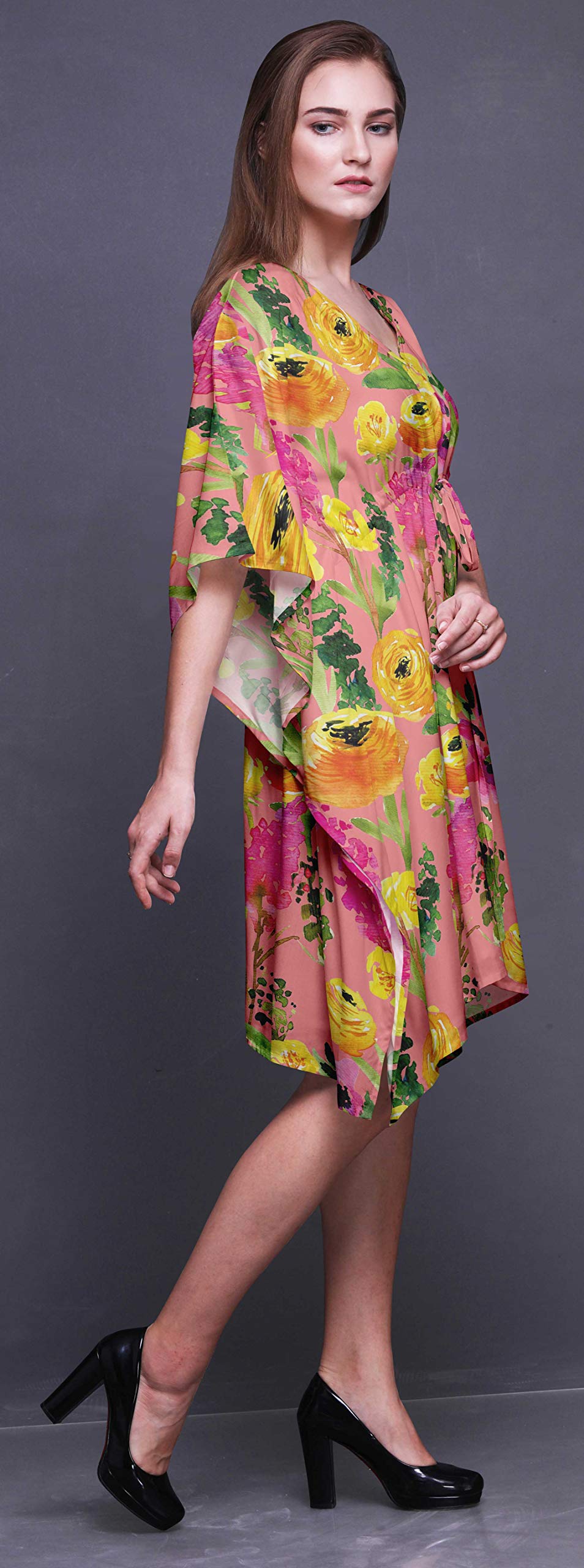 Bimba Women's Short Beach Kaftan Cover Up Dress - Lightweight Bikini Coverup, Midi Summer Beachwear for Pool, Vacation & Tropical Getaways