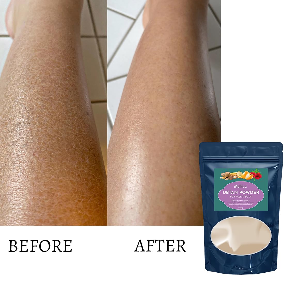 Mullica Ubtan Face & Body Powder - 250g (Pack of 3) | Skin Brightening, Tan Removal & Dead Skin Exfoliator | Natural Ayurvedic Treatment for Glowing Skin - Perfect for Daily Skincare & Spa Treatments