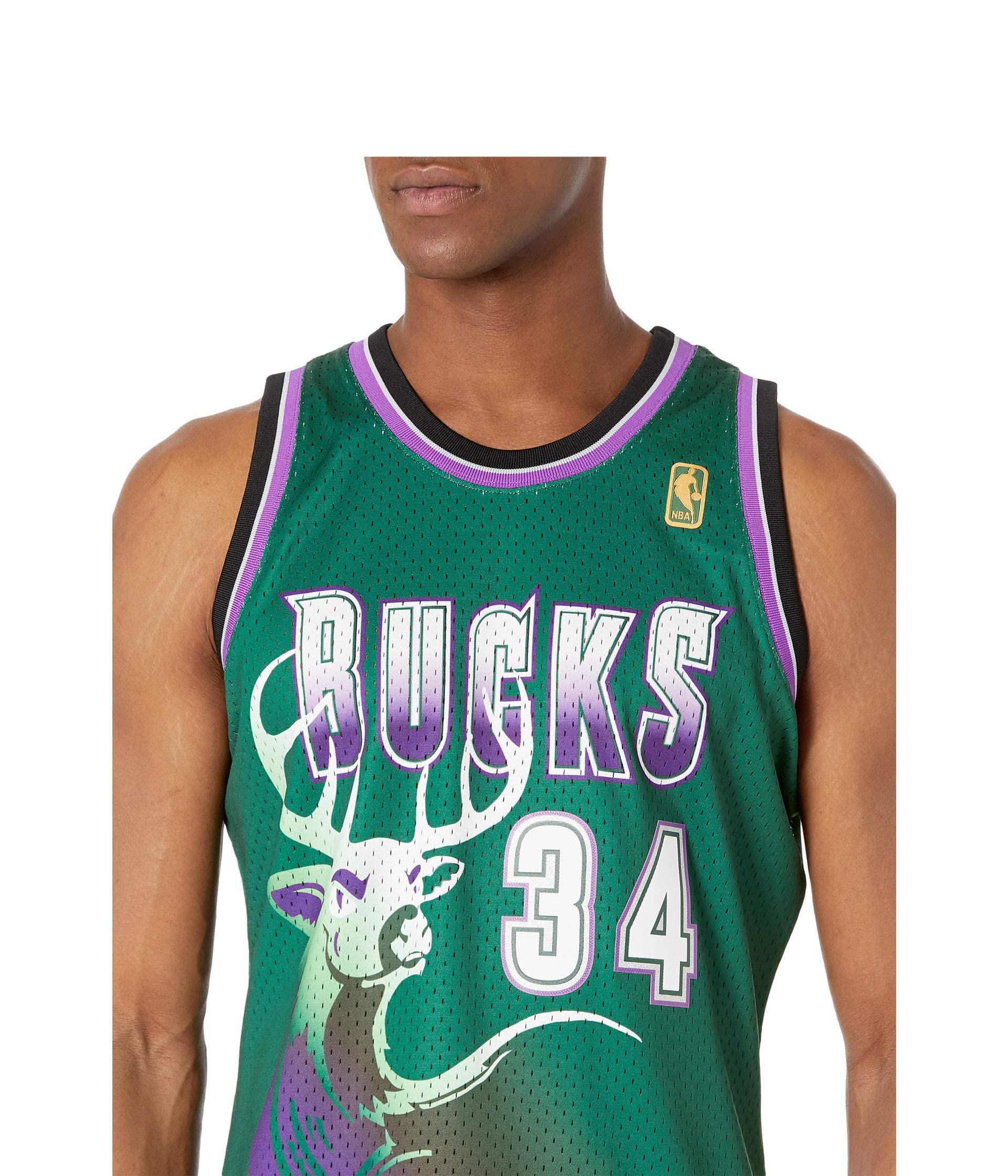 Mitchell & Ness Ray Allen #34 Milwaukee Bucks Replica Swingman NBA Jersey - Authentic Basketball Jersey for Fans & Collectors - Perfect for Games, Parties & Sports Events