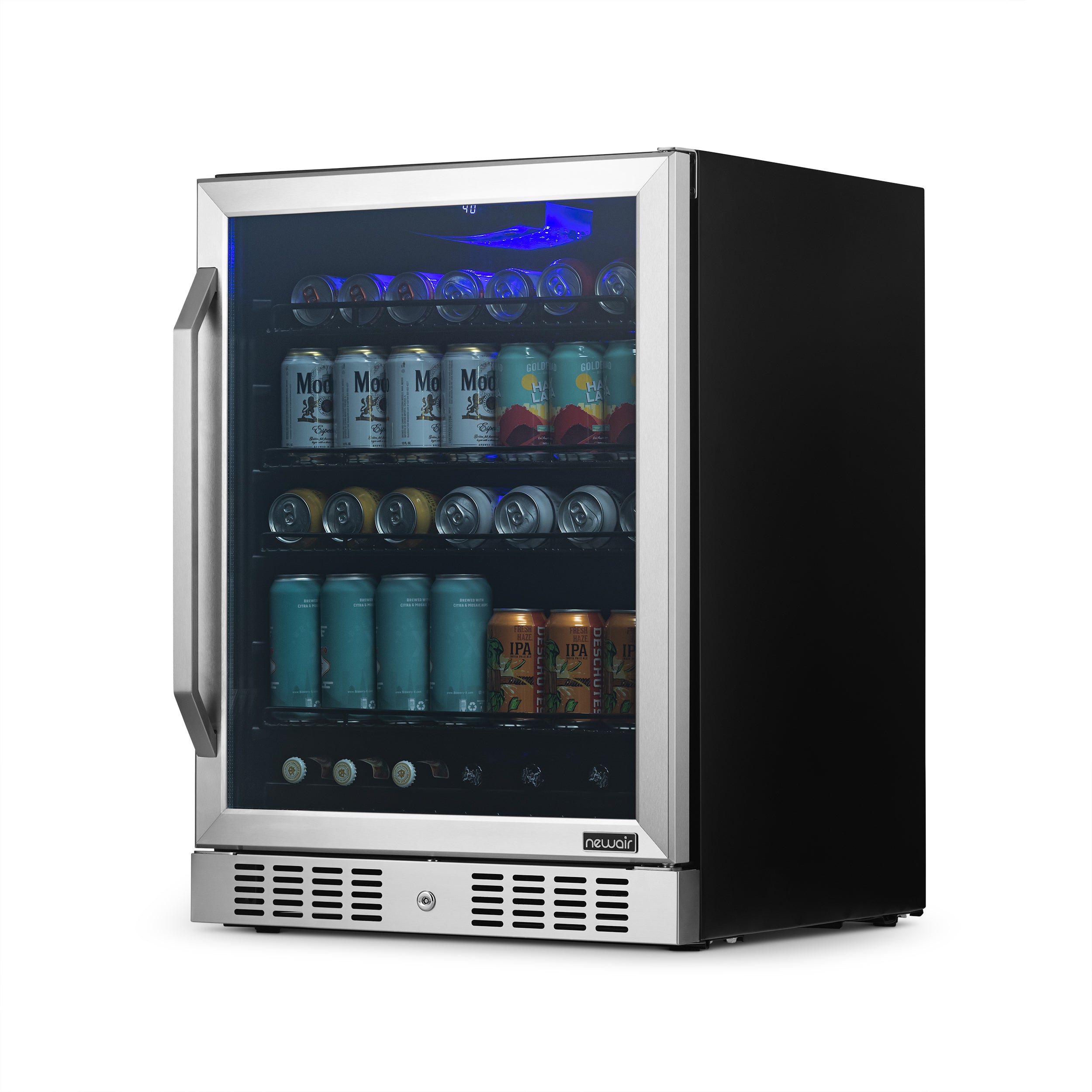 Newair® 177 Can Built-In or Freestanding Stainless Steel Beverage Refrigerator - Perfect for Home Bar, Office, or Man Cave - 24 Inch Compact Drink Cooler for Beer, Wine & Soda Storage