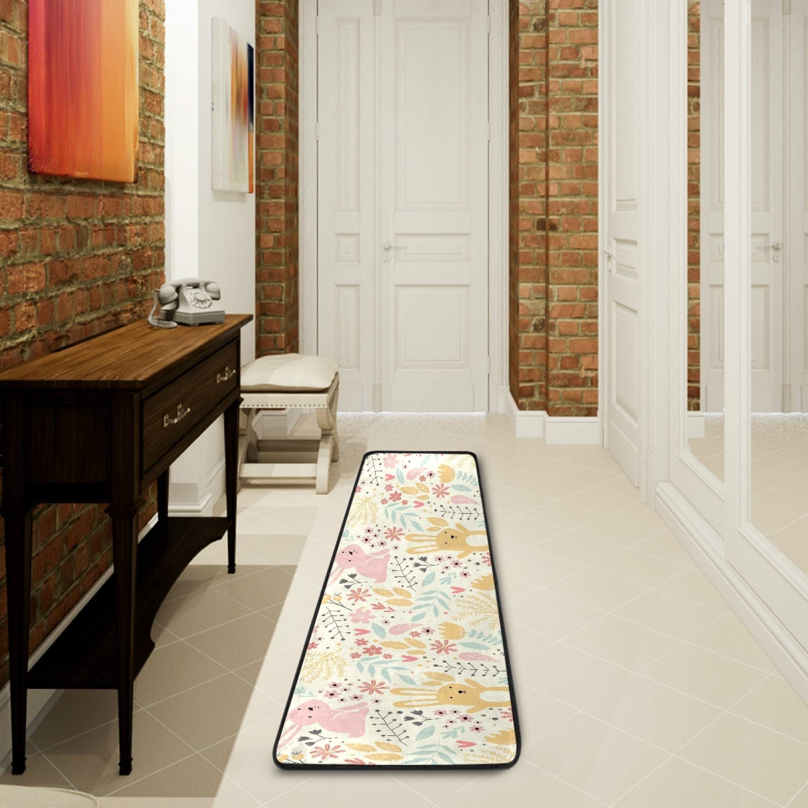 Easter Bunny Cartoon Rabbit Non-Slip Runner Rug 2x6 FT - Soft Indoor Hallway Carpet for Kitchen, Bathroom, Bedroom & Entryway - Perfect for Easter Decor, Home Decor & Seasonal Floor Mats