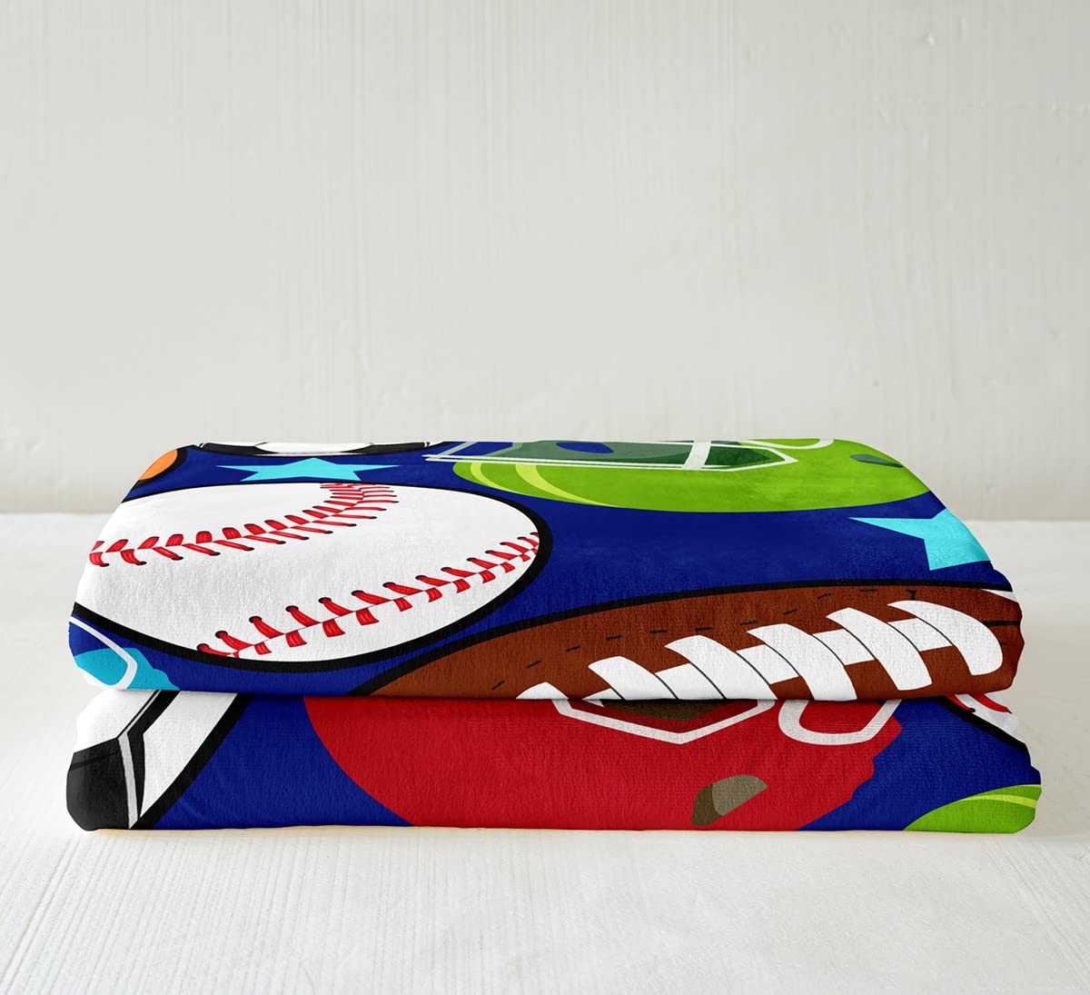 Feelyou Kids Sports Throw Blanket - Soft Fuzzy Blanket for Boys & Teens - Football, Basketball, Tennis, Baseball Design - 40