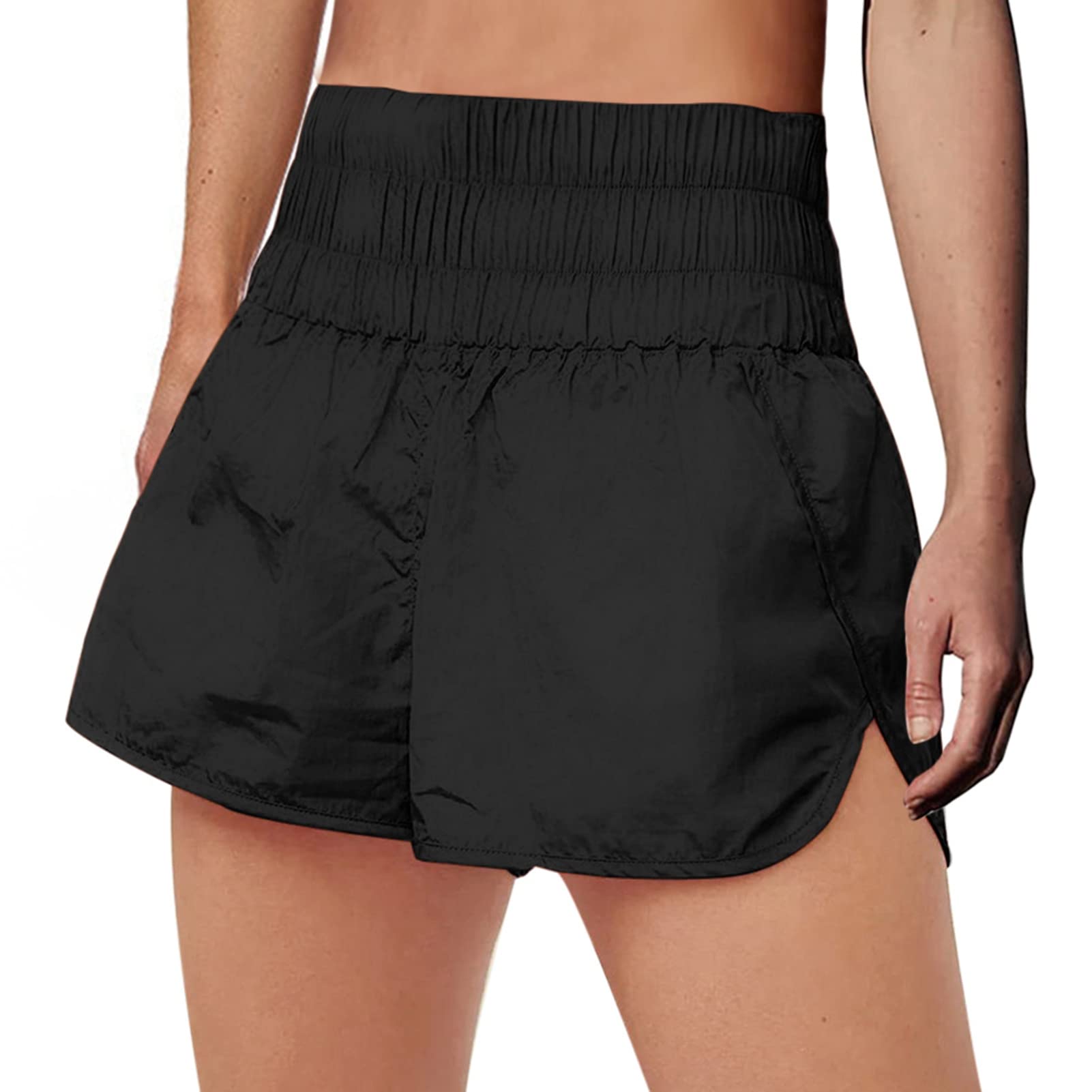 GS SNOWING Women's High Waisted Quick Dry Workout Shorts - Athletic Running Gym Yoga Beach Shorts with Liner | Perfect for Training, Sports & Summer Activities