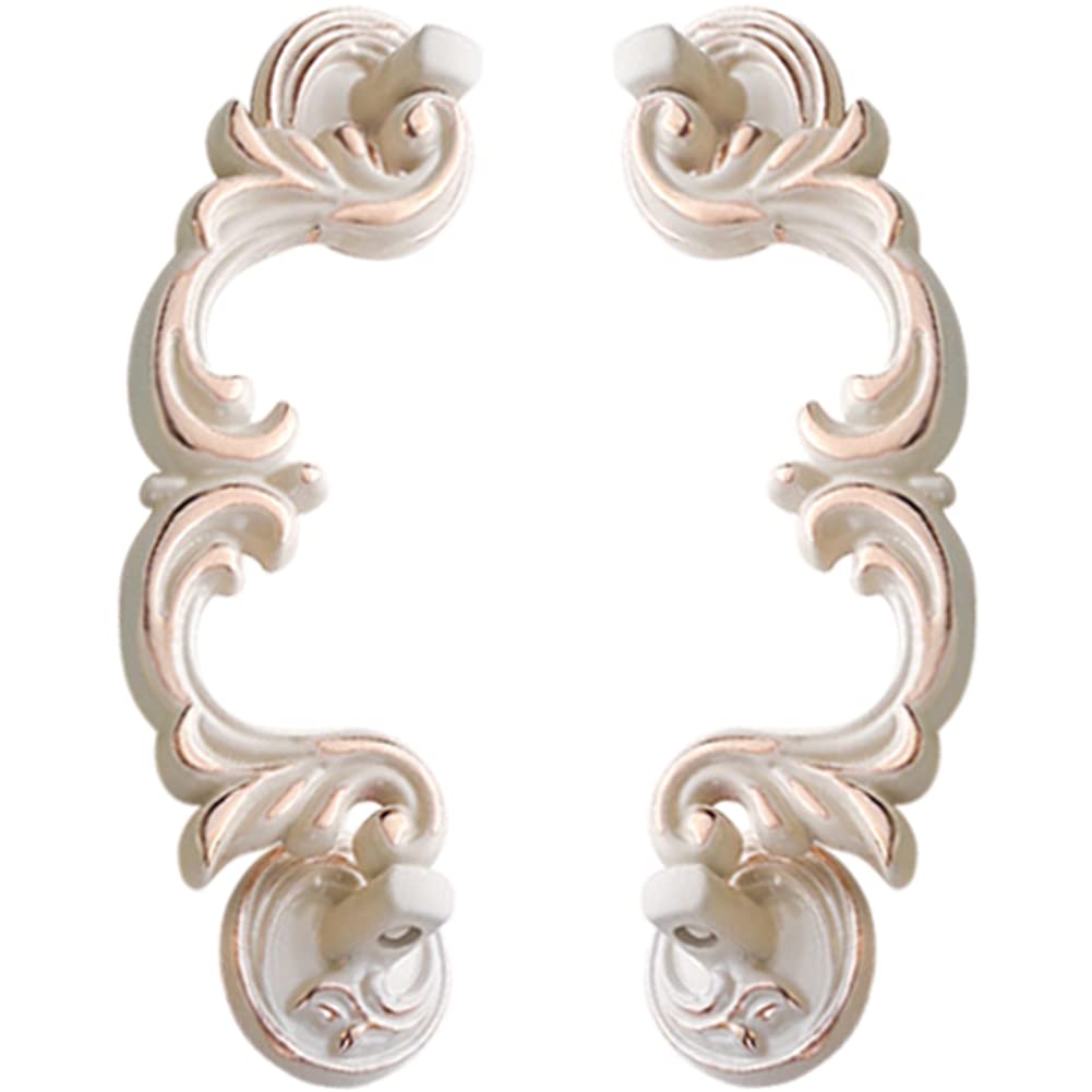 2Pcs Vintage White Zinc Alloy Drawer Pulls - Shabby Chic Cabinet Handles for Kitchen, Dresser, Vanity, Nightstand, Wardrobe & Closet - Decorative Door Pulls (Branch Design, Small Size) - Perfect for Farmhouse & Cottage Style Home Decor