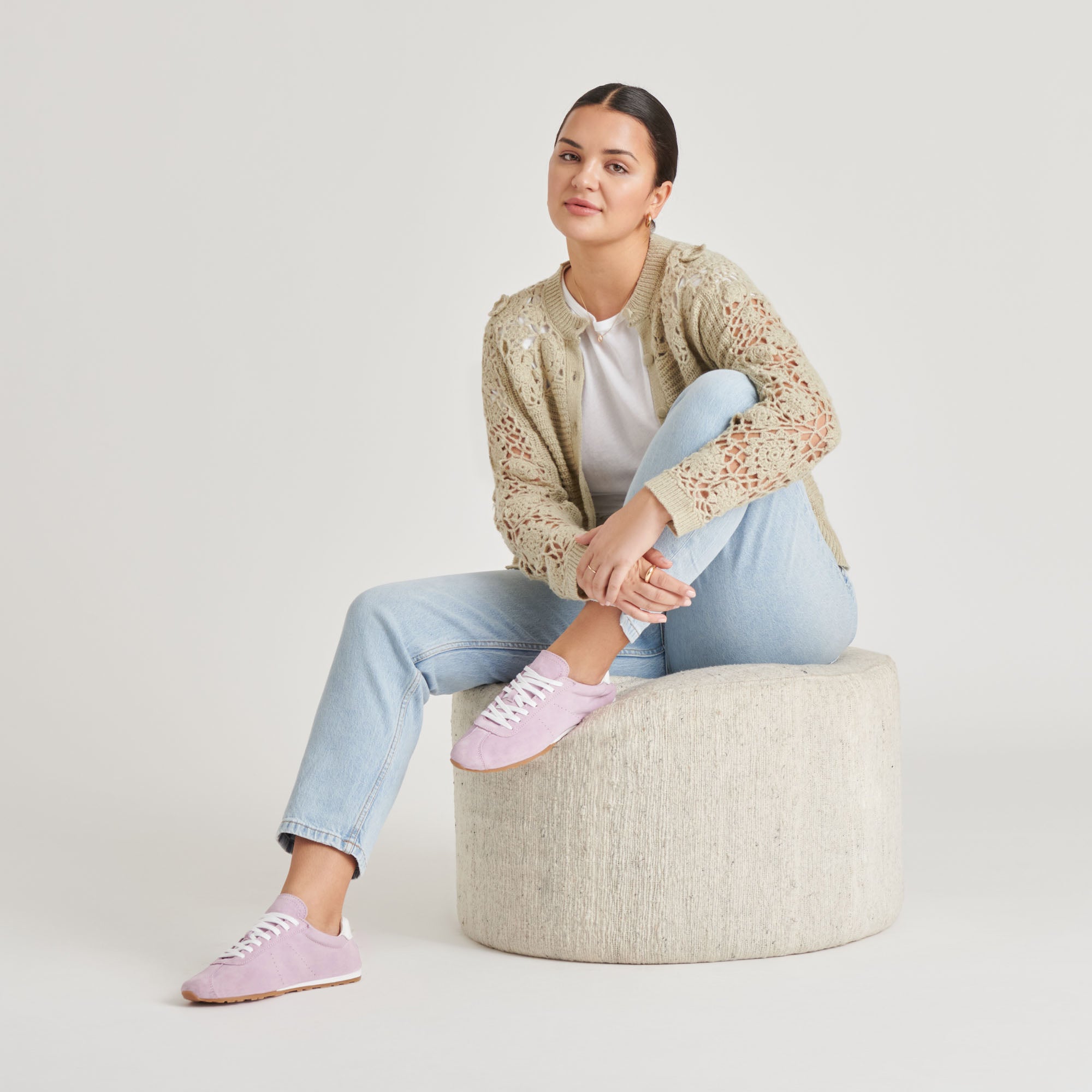 SERINA Women's Lavender Suede Sneakers - Comfortable Casual Walking Shoes for Work, Travel & Everyday Wear