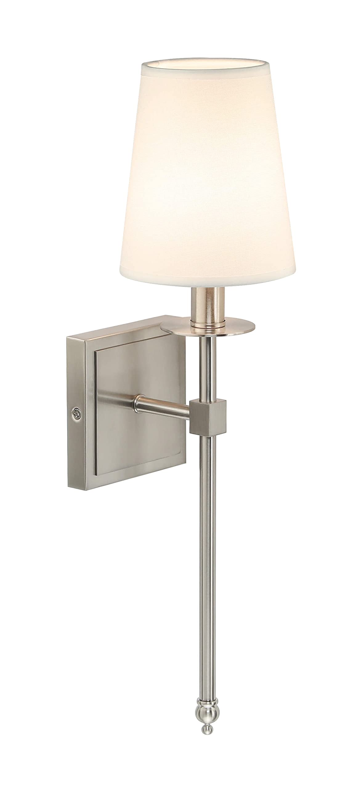 XiNBEi Modern Wall Sconce Light Set of 2 - Flared Fabric Shade Bedside Lamp with Brushed Nickel Finish for Bedroom, Bathroom & Living Room | Perfect for Reading Nook, Vanity Mirror Lighting & Cozy Ambiance