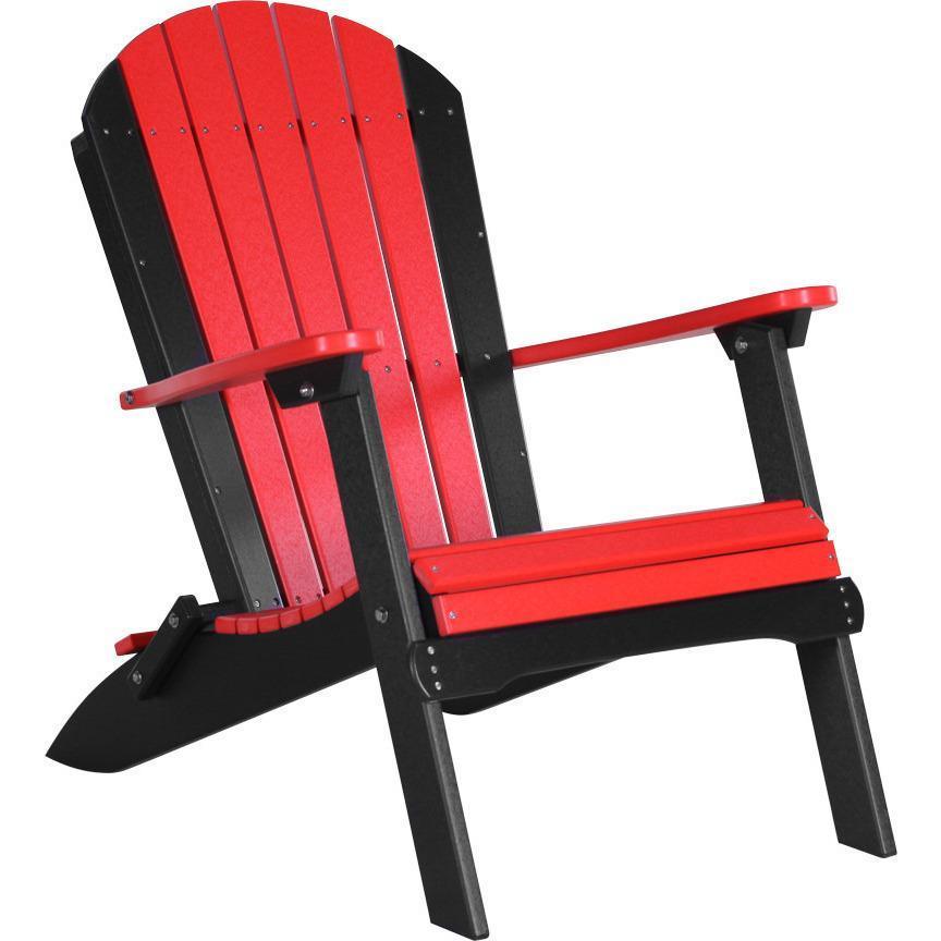 Premium Red Folding Adirondack Chair - Recycled Plastic Outdoor Furniture for Patio, Garden & Poolside Relaxation