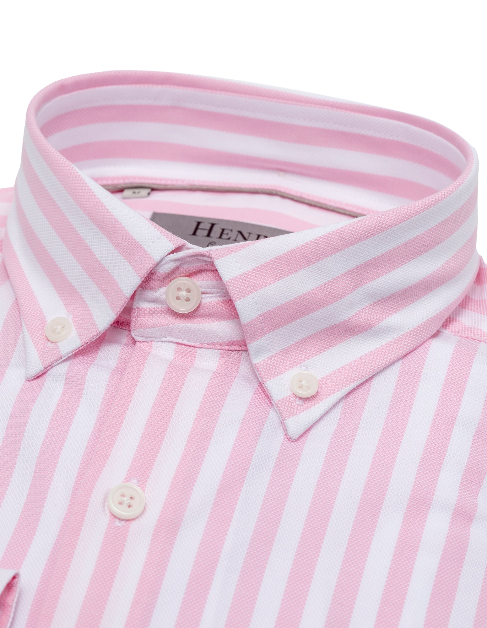 HENRY SARTORIAL Men's Bengal Stripe Button Down Shirt - Pink and White Casual Dress Shirt for Office, Date Night & Business Casual Outfits