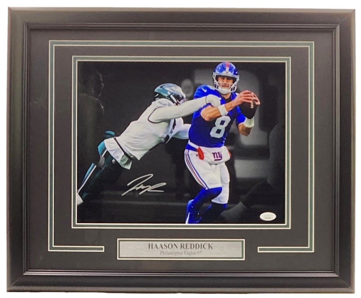 Authentic Haason Reddick Signed 11x14 Framed Photo - Philadelphia Eagles vs New York Giants - JSA Certified - Perfect for Eagles Fans, Sports Memorabilia Collectors & Man Cave Decor
