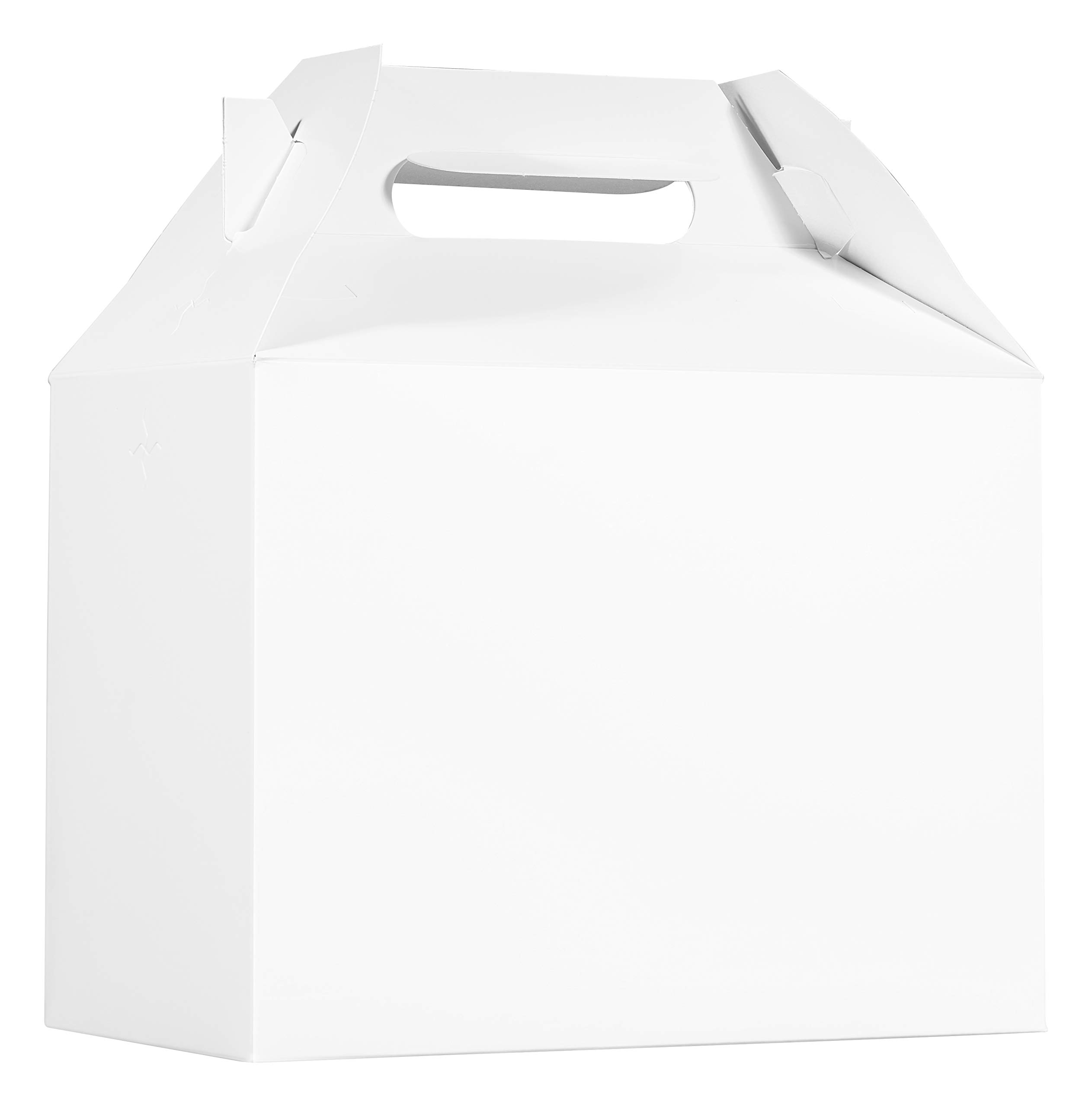 Premium White Gift Boxes - 9x5x6.75 Inches - Elegant Paper Gable Boxes with Handle for Birthdays, Weddings & Baby Showers - Bulk 50-Pack of Takeout Boxes for Restaurants, Party Favors & Carry-Out Meals - Perfect for Events, Catering & Special Occasions