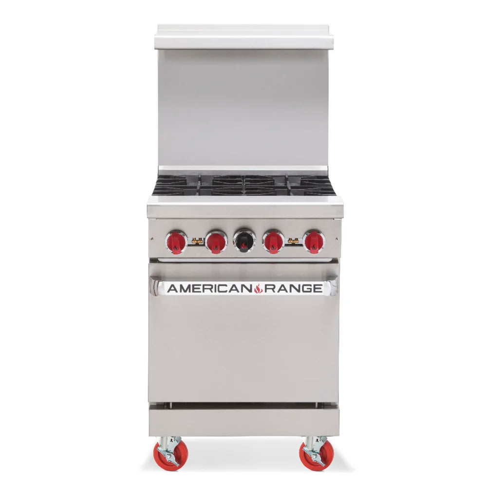 American Range AR 4 NV 24 4-Burner Professional Gas Range with Innovection Oven - Perfect for Commercial Kitchens & Restaurant Cooking