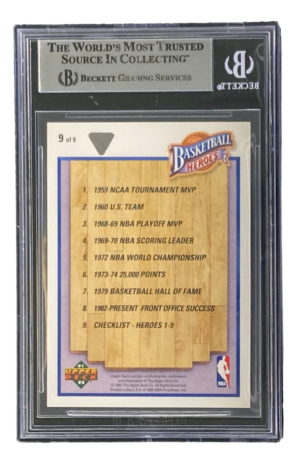 Jerry West Autographed 1991-92 Upper Deck Heroes #9 Lakers Basketball Trading Card - Perfect for NBA Memorabilia Collectors & Lakers Fans