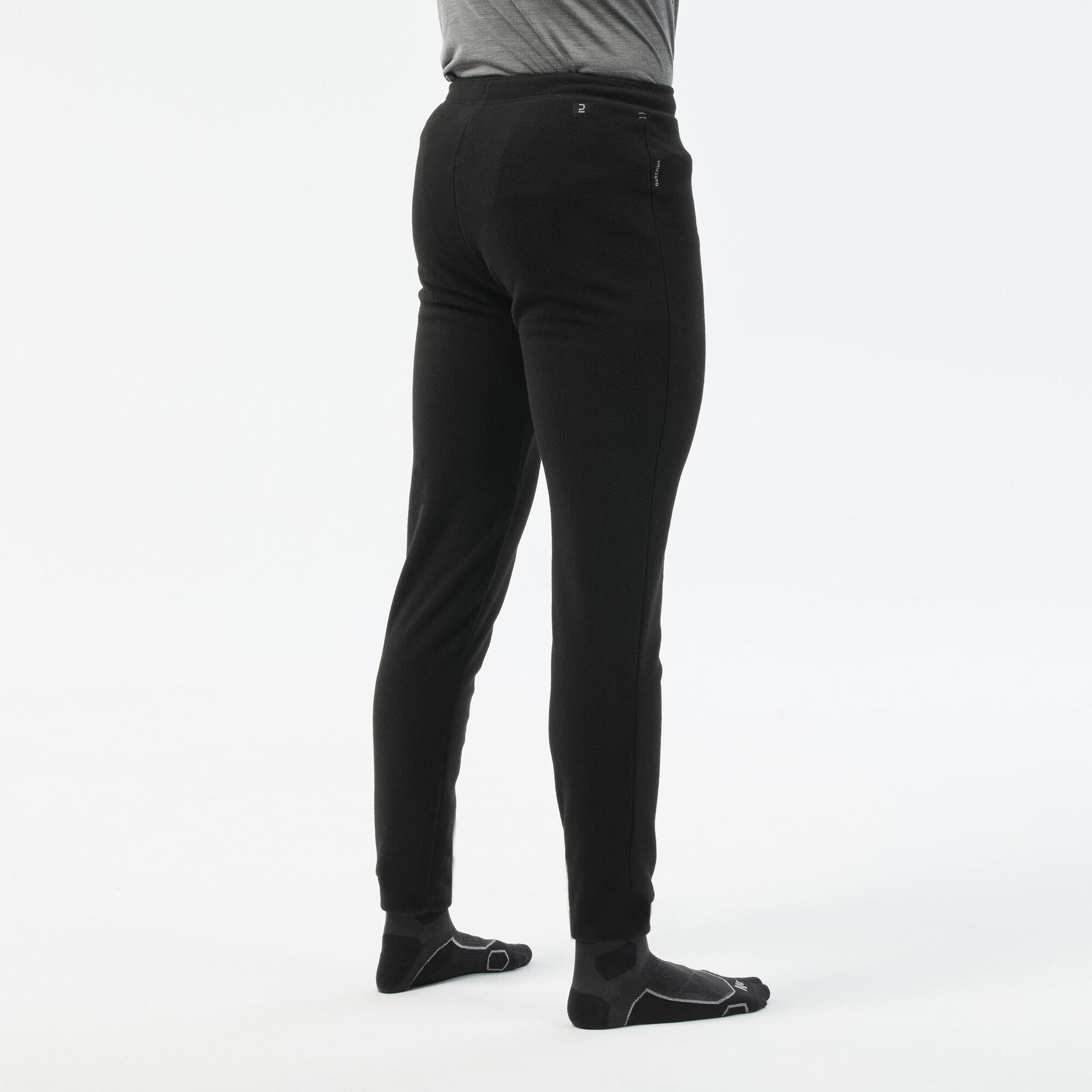 Quechua Men's MH100 Fleece Hiking Tights - Warm Winter Base Layer for Outdoor Activities, Camping & Trail Running