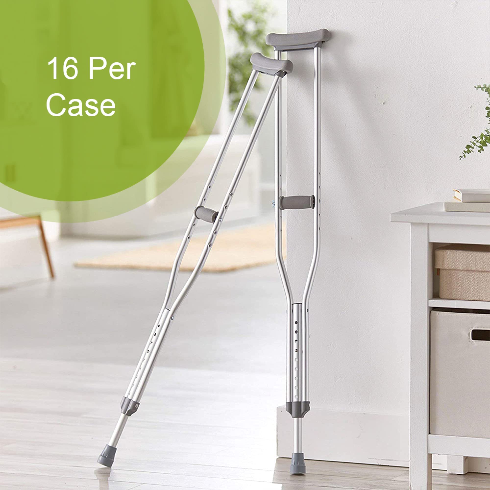 McKesson Aluminum Frame Underarm Crutches for Adults - Adjustable Height, 350 lb Weight Capacity, Push Button Mechanism (Set of 8) - Ideal for Injury Recovery, Mobility Assistance & Post-Surgery Support