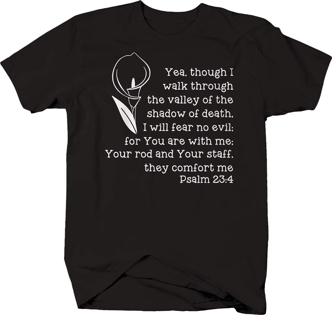Men's Bible Verse T-Shirt - Walk Through The Valley of The Shadow of Death Psalm Graphic Tee | Christian Faith Apparel for Church, Worship & Daily Wear