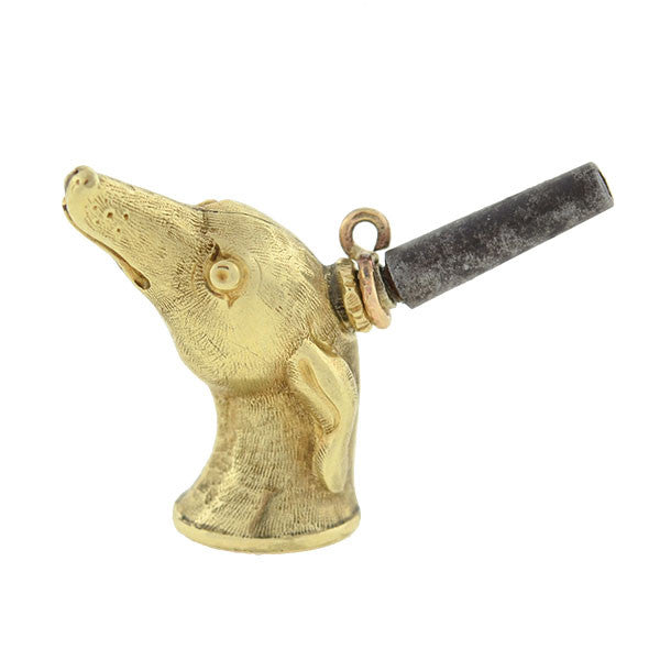 Antique Victorian Gilded Greyhound & Carnelian Watch Key Fob - Vintage Jewelry Accessory for Pocket Watches, Steampunk Costumes & Historical Reenactments