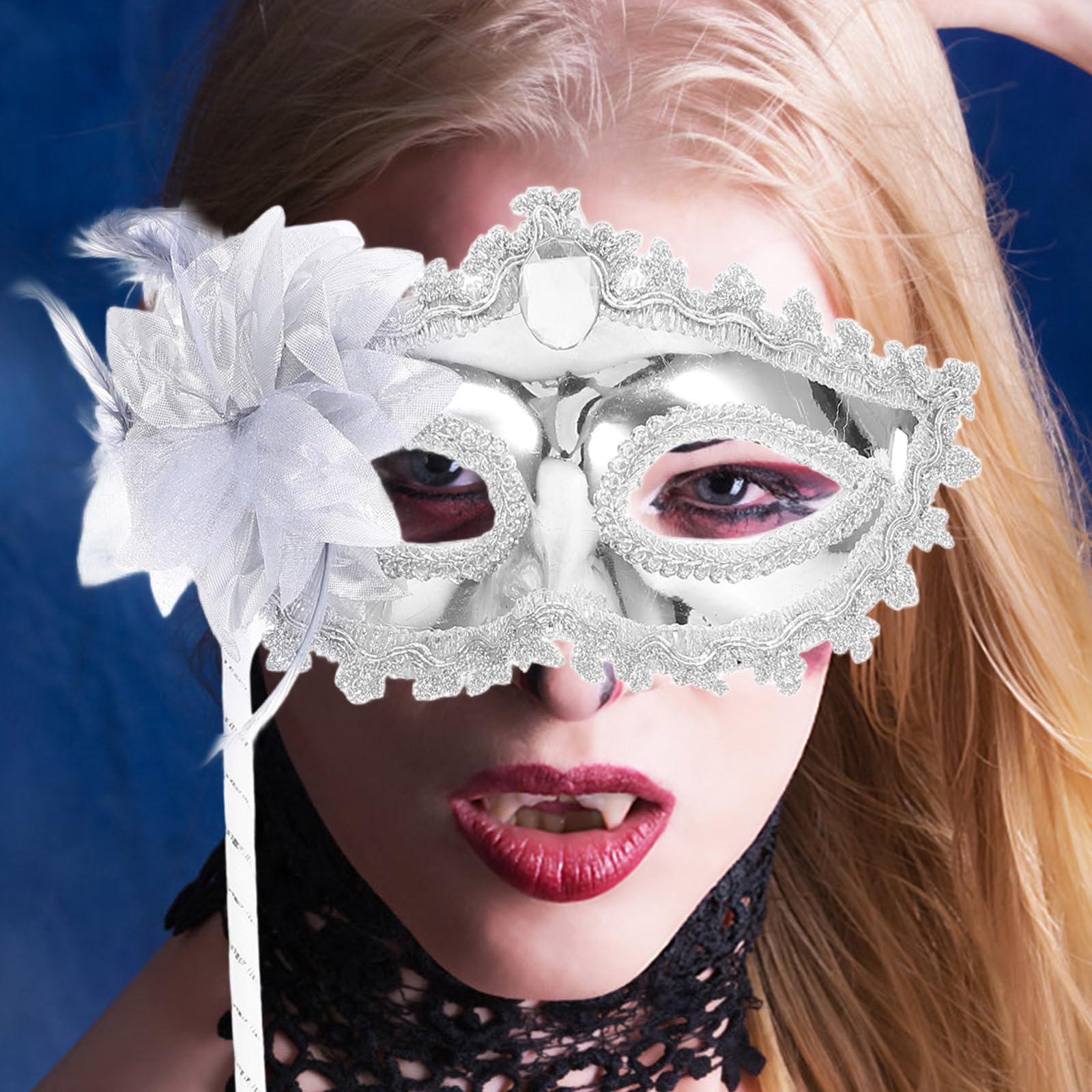 STOBOK 3-Piece Halloween Masks on Sticks - Plastic Feather Masquerade Masks for Halloween, Carnival, Party, Prom, Ball & Costume Events | Perfect for Dress-Up Parties, Mardi Gras & Themed Celebrations