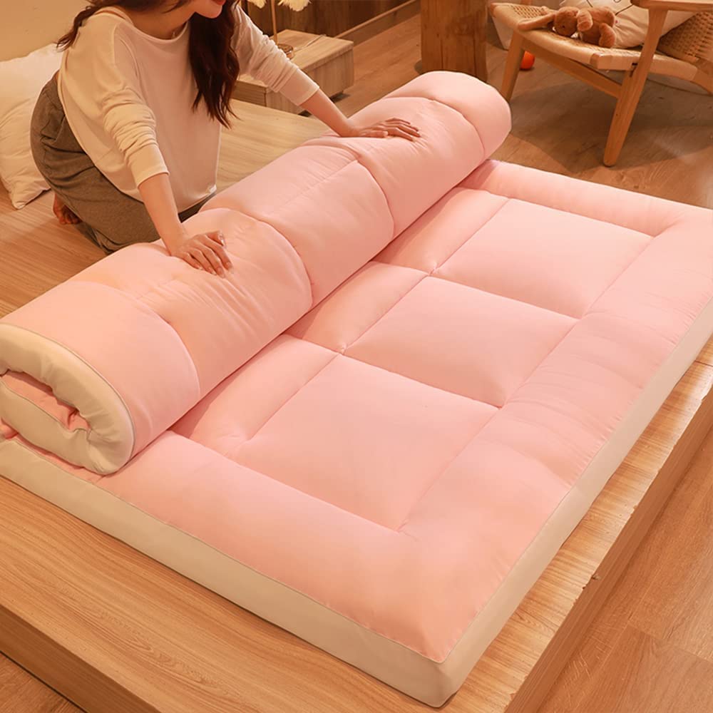 Japanese Floor Futon Mattress - 100% Cotton Tatami Folding Mattress for Adults, Double Size Portable Floor Guest Bed - Perfect for Small Spaces, Guest Rooms, Meditation & Lounging