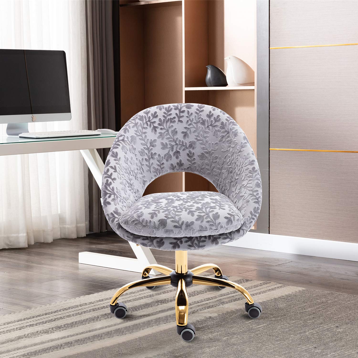 Ergonomic Office Chair with Adjustable Height - Modern Swivel Desk Chair for Home Office, Living Room & Bedroom - Grey - Perfect for Remote Work, Gaming & Study Sessions