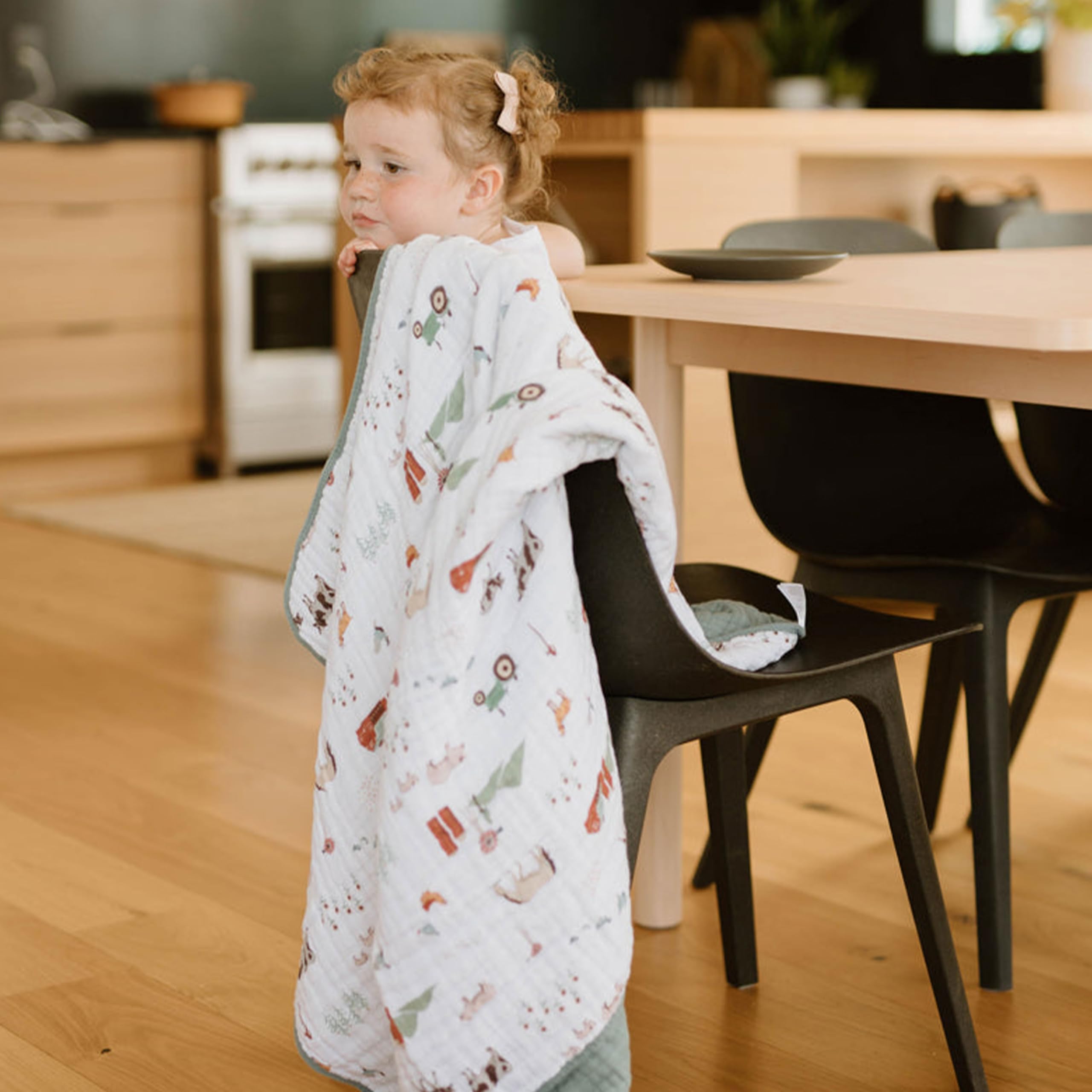 Little Unicorn Original Cotton Muslin Baby Blanket - Soft Farmyard Print Swaddle & Nursing Cover for Newborns, Infants & Toddlers | Perfect for Nursery, Stroller & Photo Shoots
