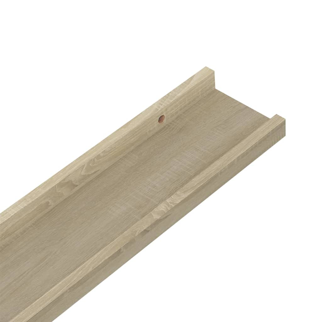 vidaXL Wall-Mounted Shelf Set in Sonoma Oak - Pair of Decorative & Functional MDF Wall Shelves for Home Storage & Display, Brown, Modern Design - Perfect for Living Room, Bedroom & Office Organization
