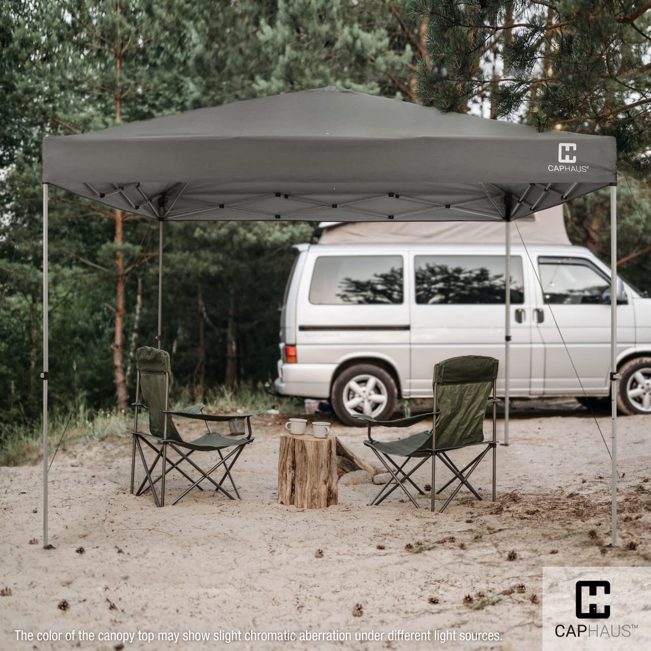 CAPHAUS 12x12ft Heavy Duty Commercial Pop Up Canopy Tent - One-Push Instant Setup, Central Lock System, Includes Wheeled Carry Bag & Weight Bag - Perfect for Outdoor Events, Farmers Markets, Beach & Backyard Parties (Dark Grey)