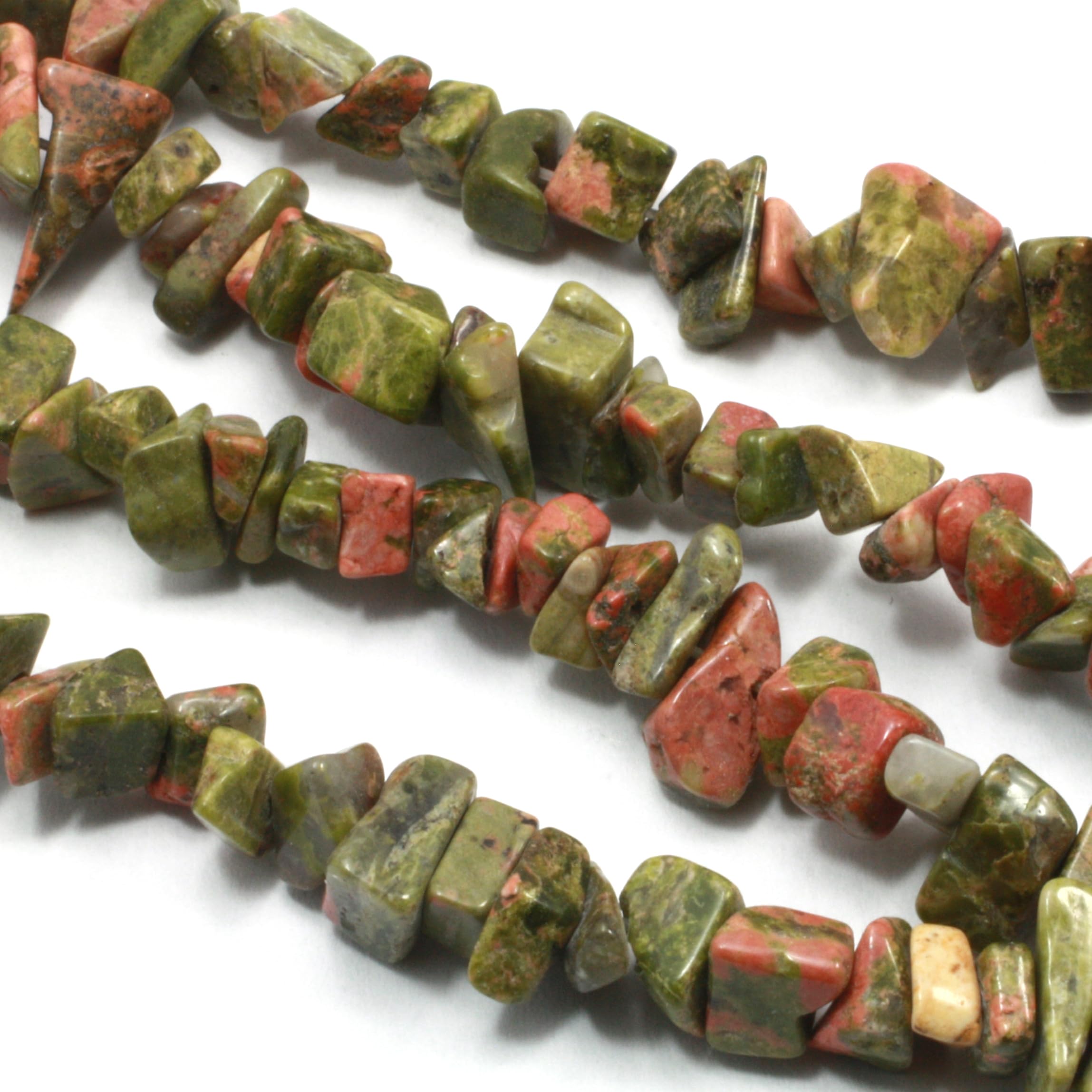 Natural Unakite Gemstone Chips Strand - 35 Inch Beaded Necklace for Jewelry Making, Meditation & Healing Crystal Crafts | DIY Jewelry Supplies, Spiritual Gifts, Energy Stone Collection